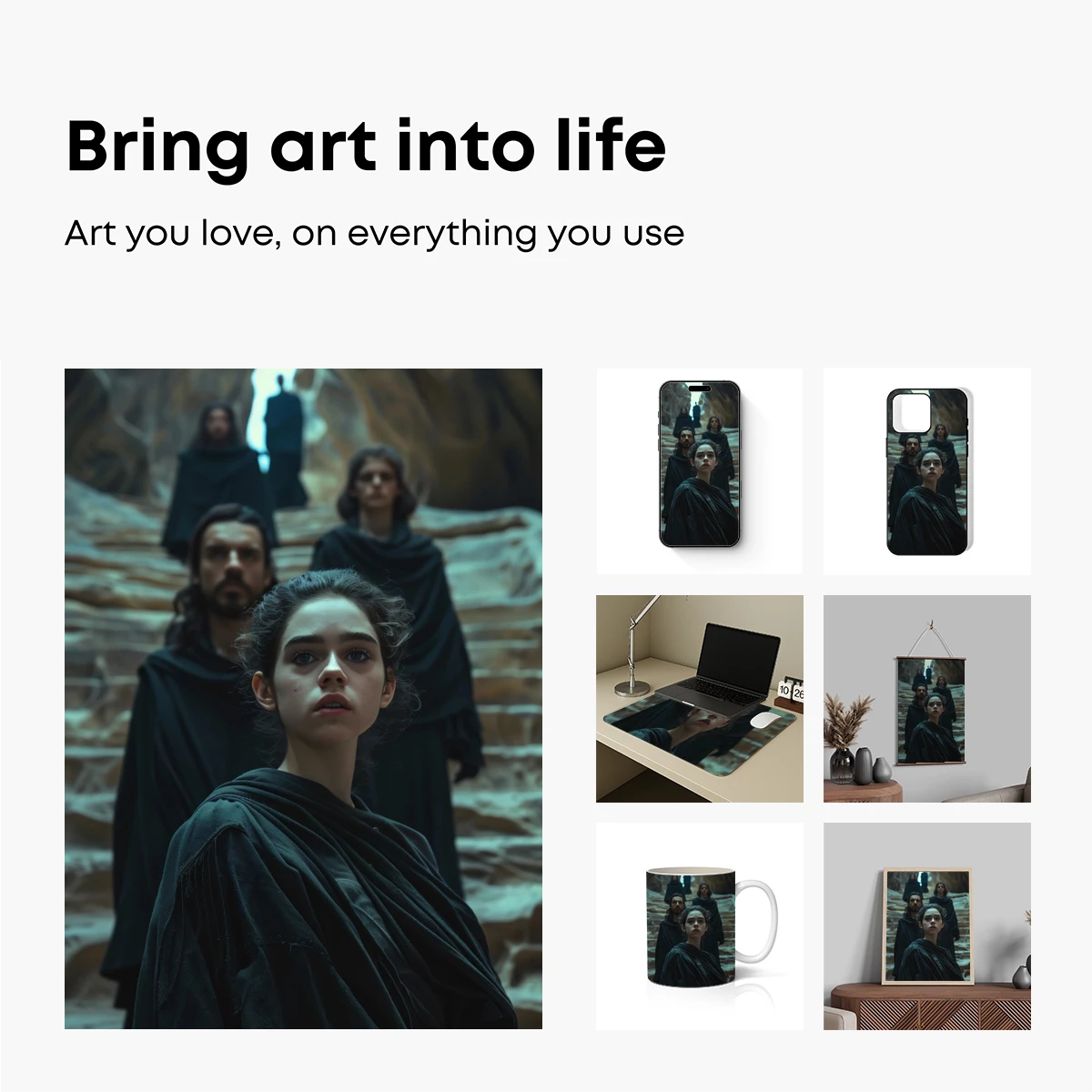 Ethereal Cloaked Figures in a Mystic Canyon - Image 2