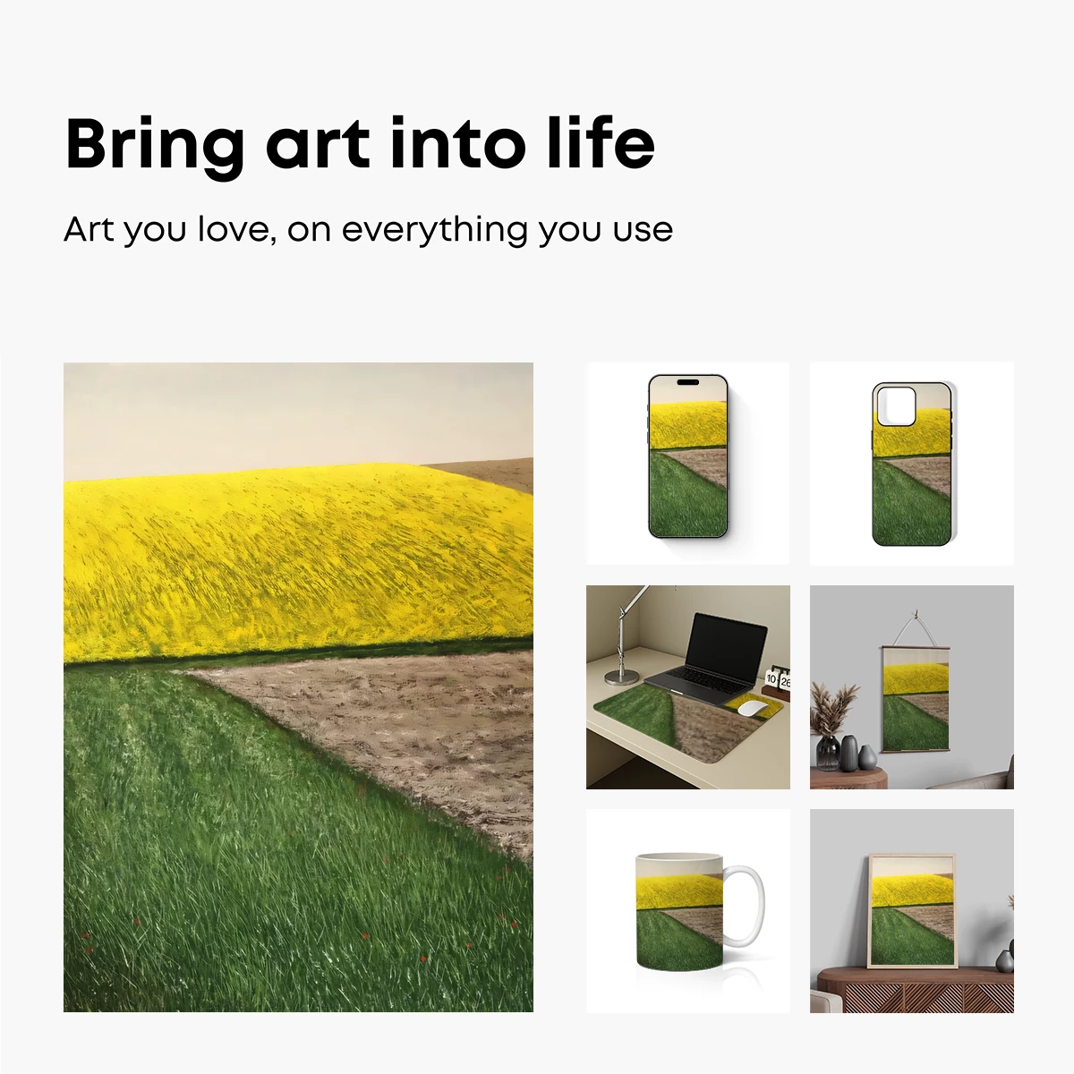 Golden Horizon: Yellow Fields and Verdant Curves - Image 2