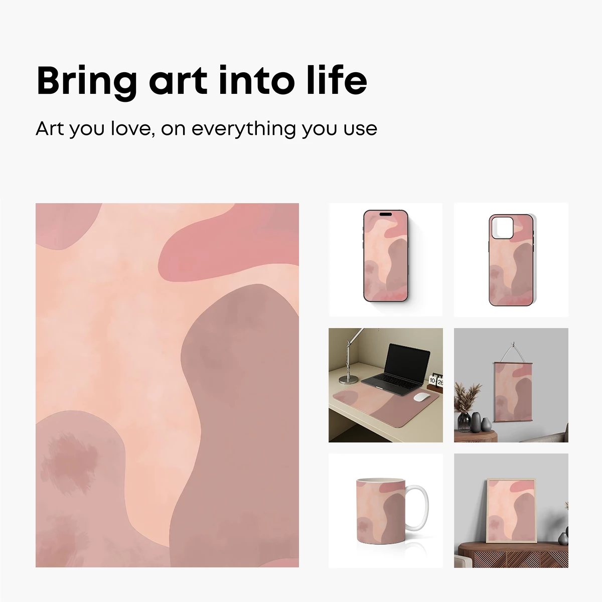 Abstract Blush Symphony: Fluid Forms in Pastel Harmony