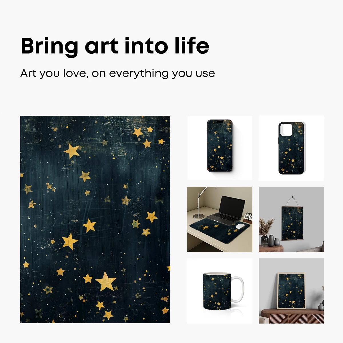 Golden Stars on Midnight Canvas - Image 2