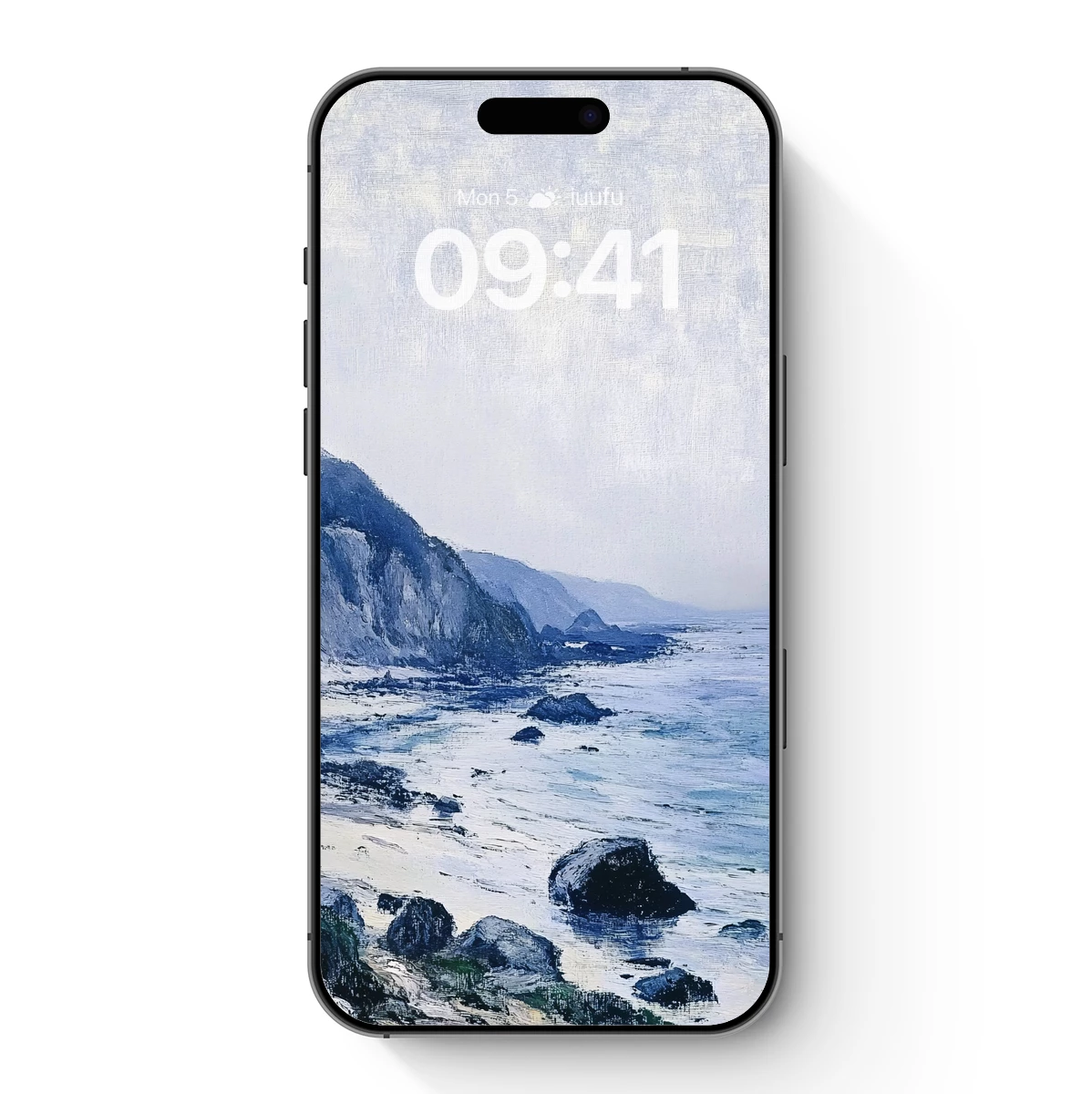 Cliffside Serenity: Coastal Canvas in Cool Tones