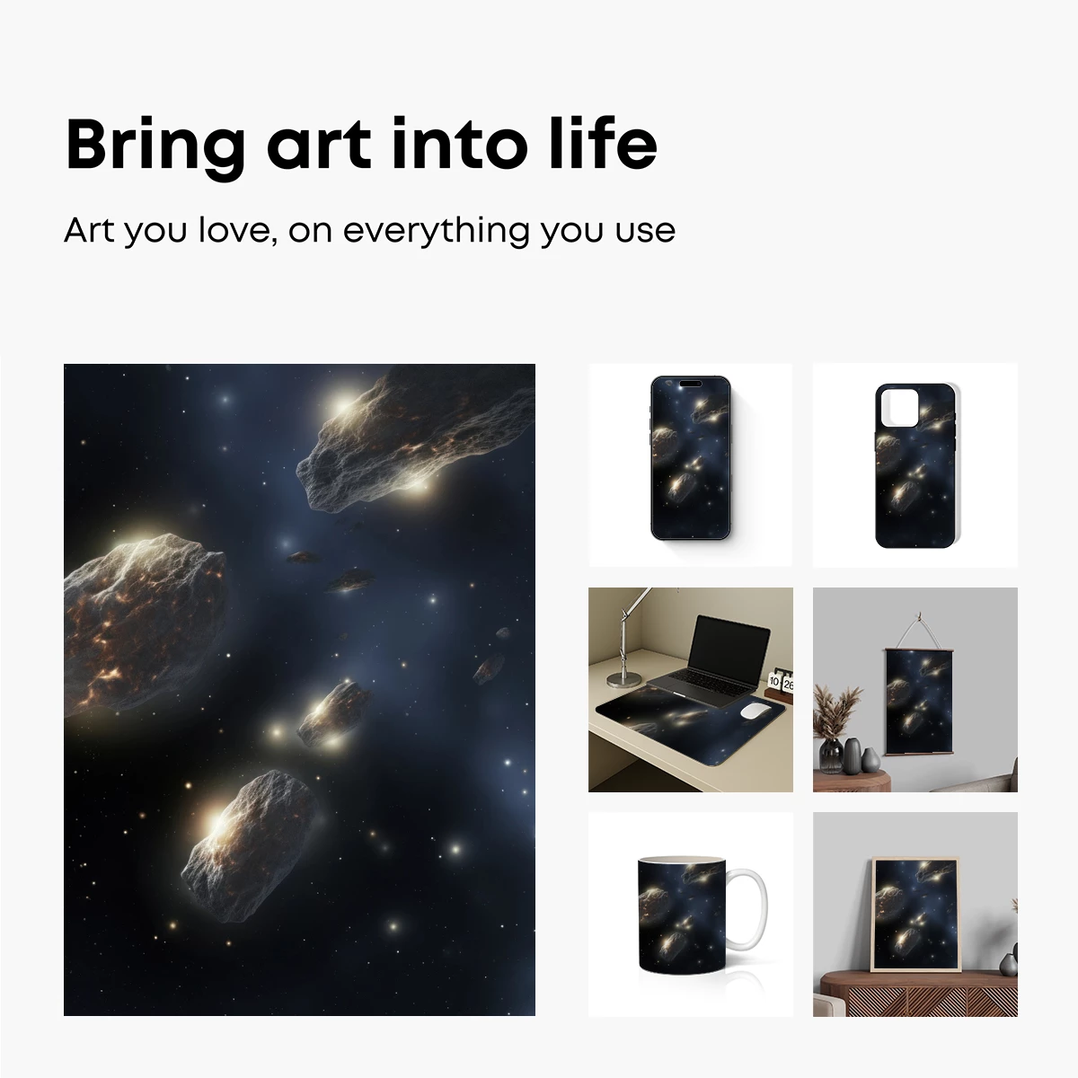 Cosmic Drift: Illuminated Asteroids in Deep Space - Image 2