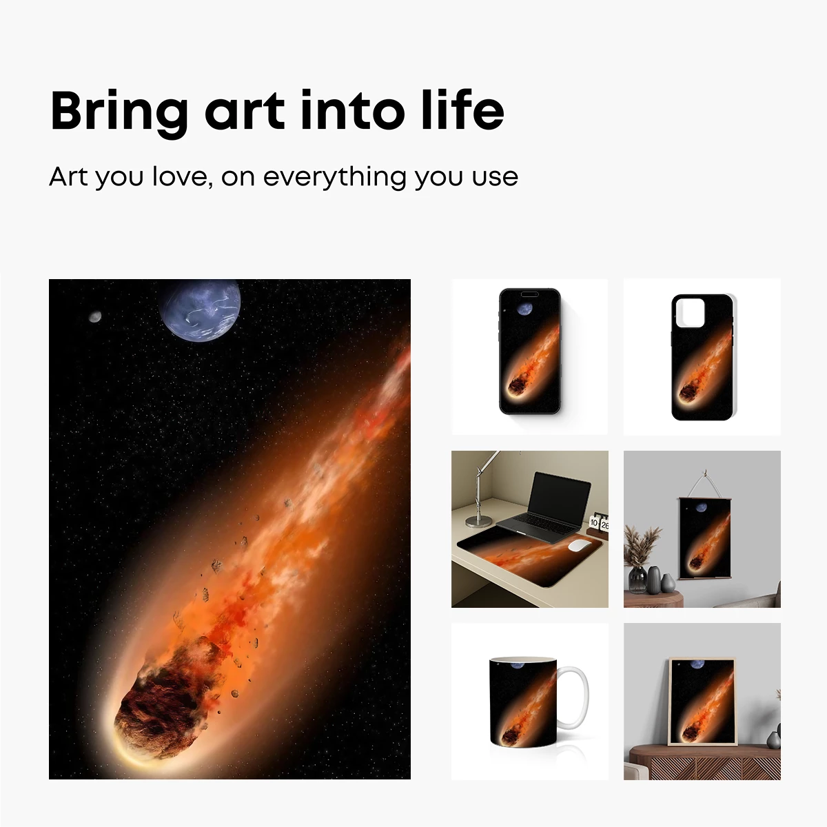 Cosmic Comet: Fiery Tail Against Celestial Blue - Image 2