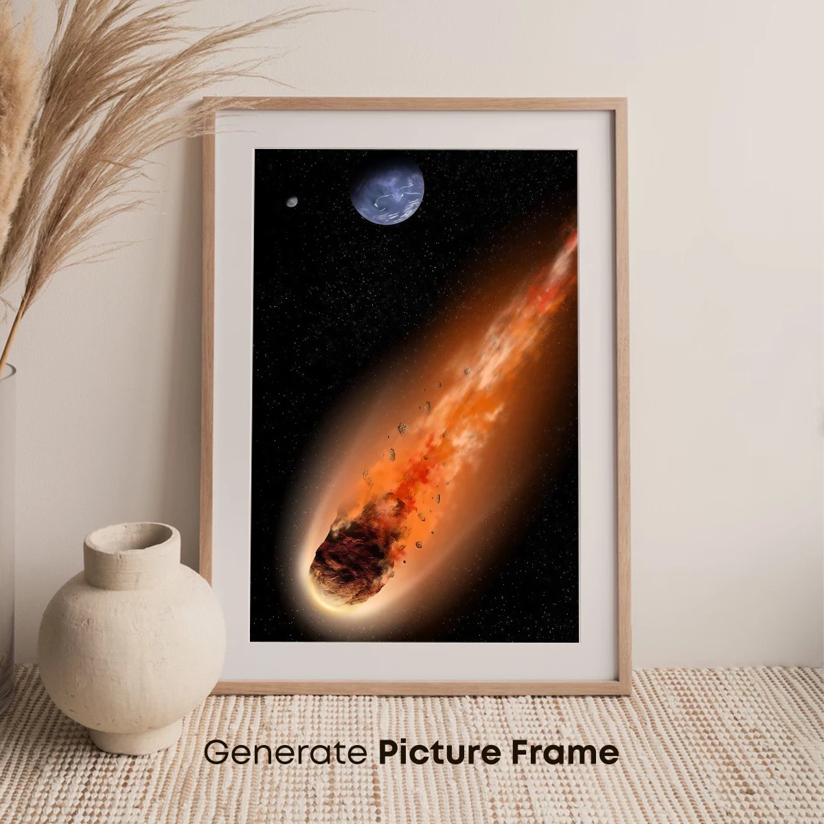 Cosmic Comet: Fiery Tail Against Celestial Blue - Image 7