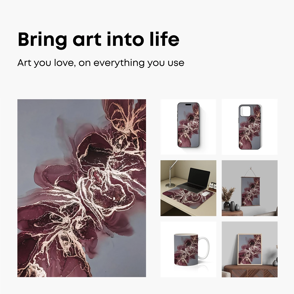 Ethereal Crimson Veins: Abstract Fusion Art - Image 2