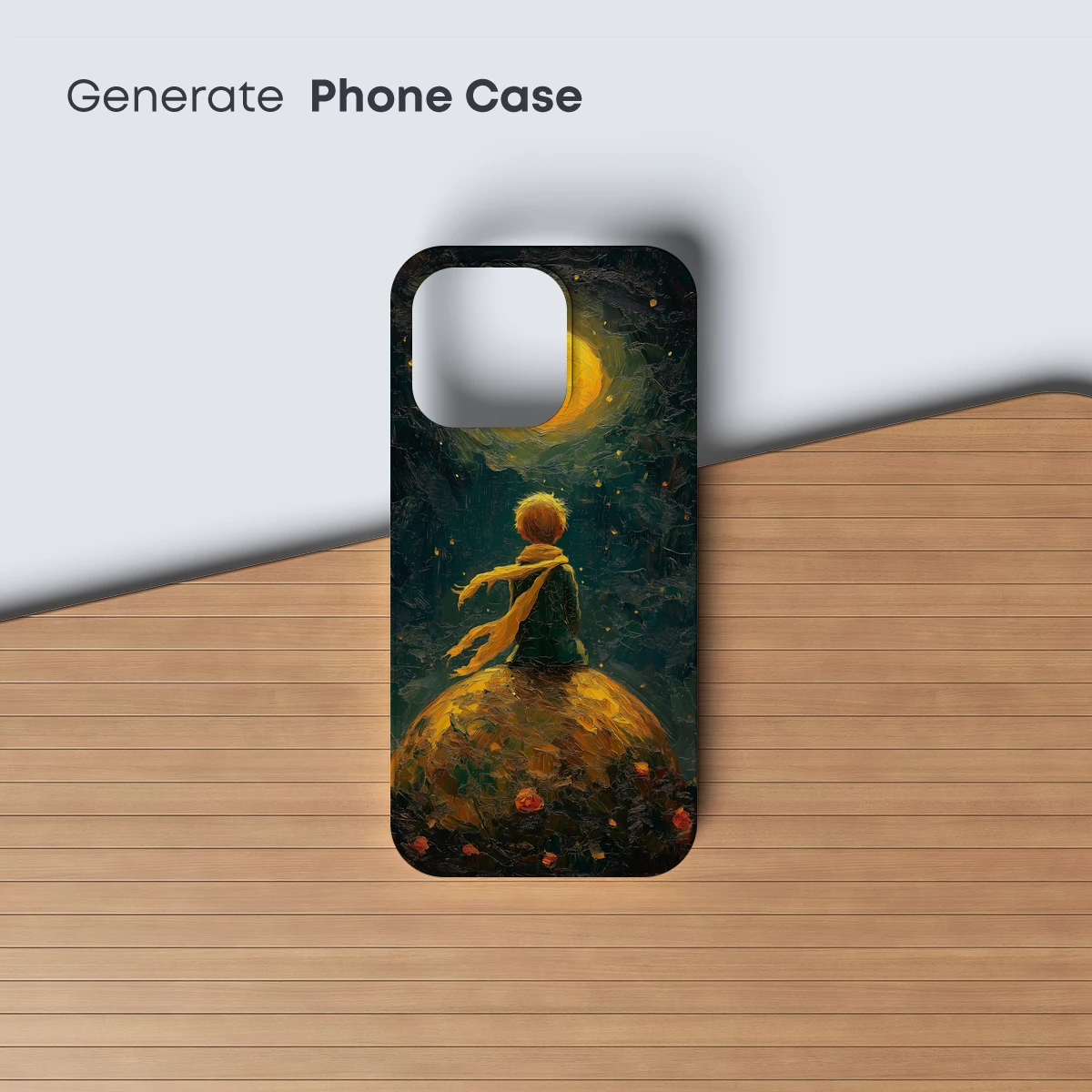 Golden Moonlit Solitude: A Boy's Cosmic Journey - Image 3