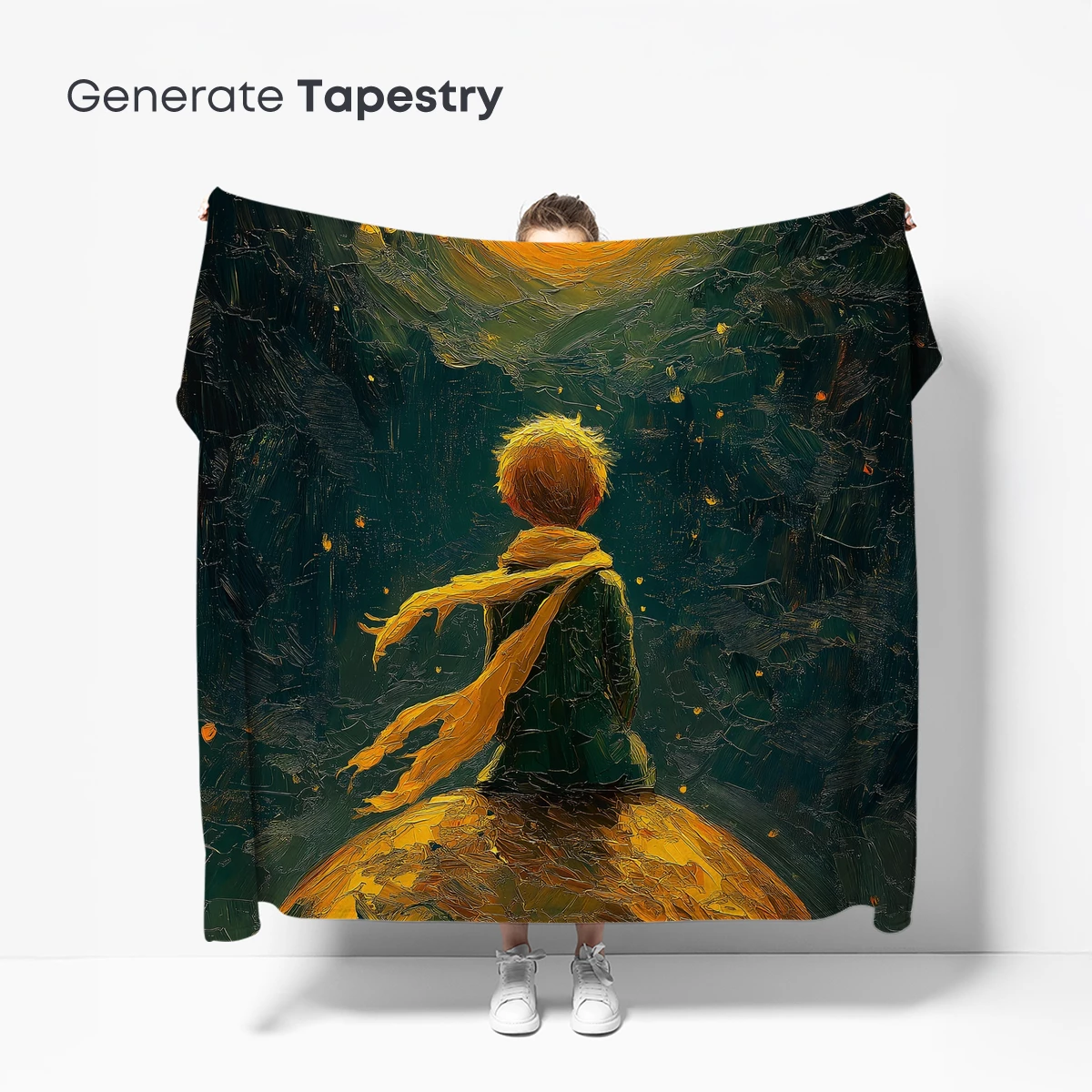 Golden Moonlit Solitude: A Boy's Cosmic Journey - Image 5