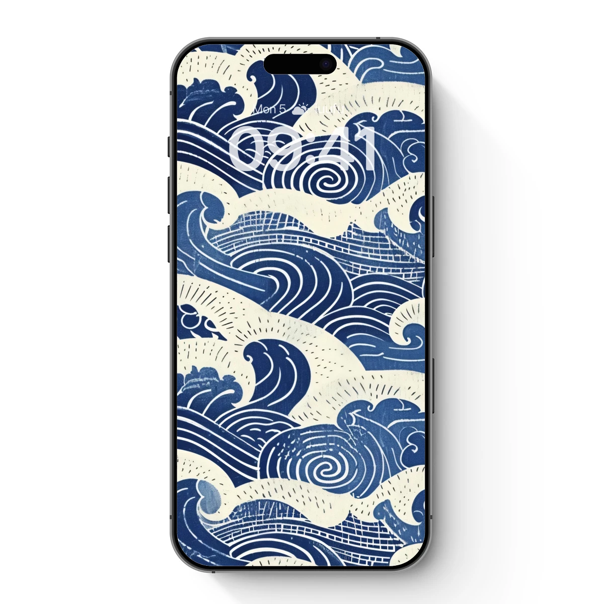 Hokusai-Inspired Ocean Waves: Elegance in Blue Swirls
