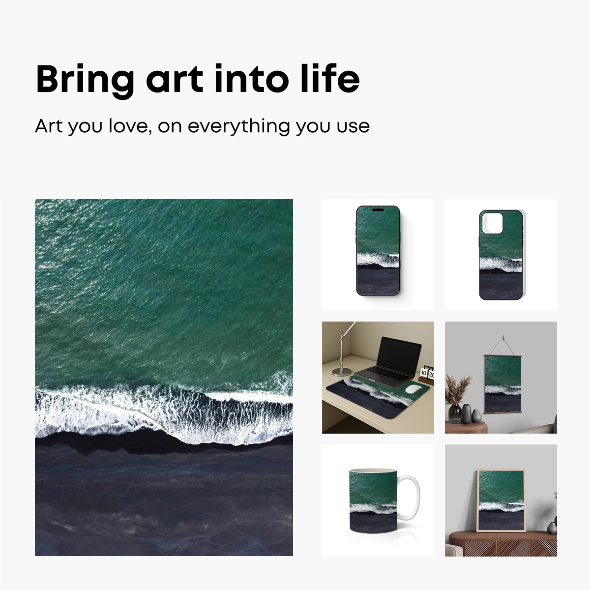 Eternal Shoreline: Turquoise Waves Kiss Black Sands - Image 2