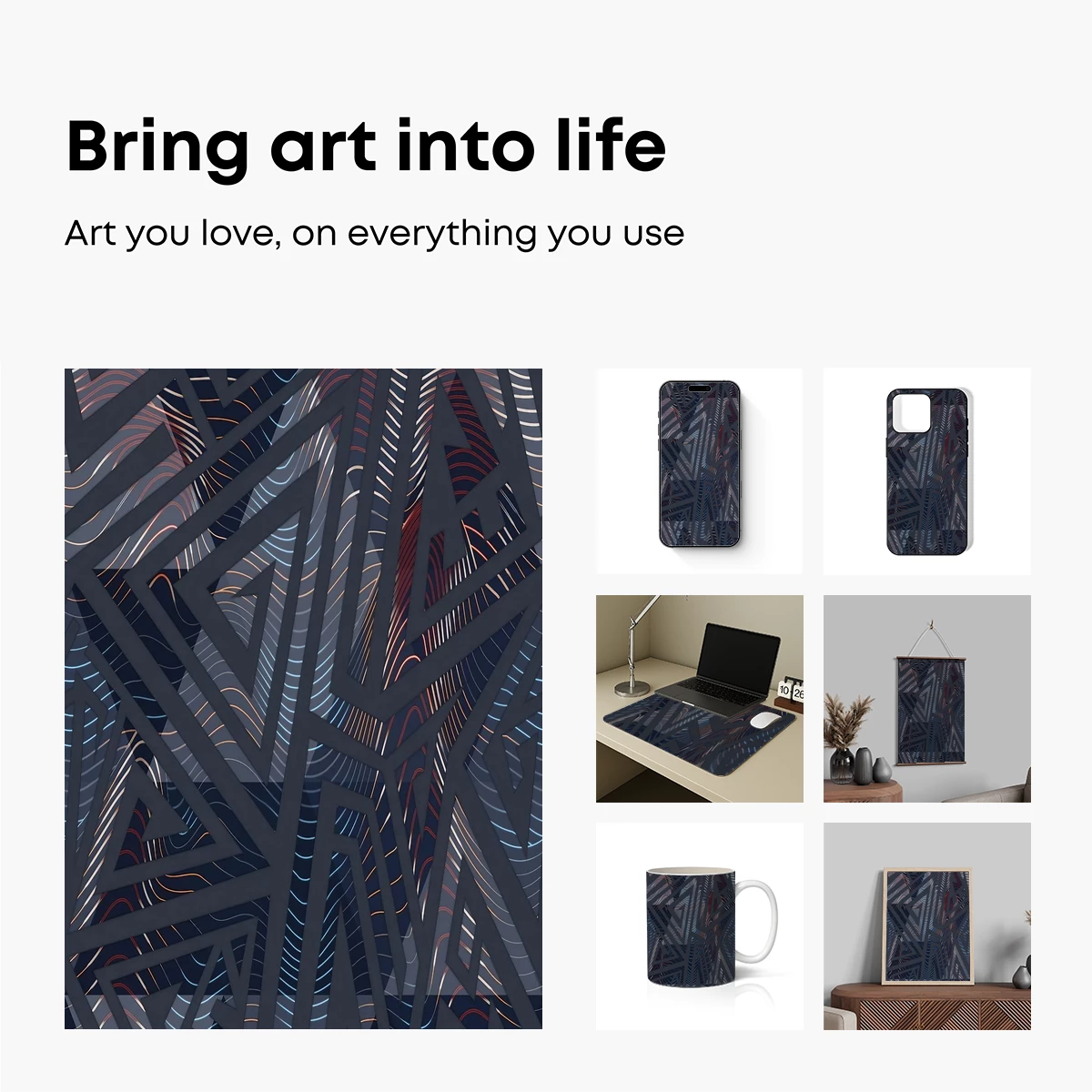 Geometric Symphony: Wavy Lines and Bold Triangles - Image 2