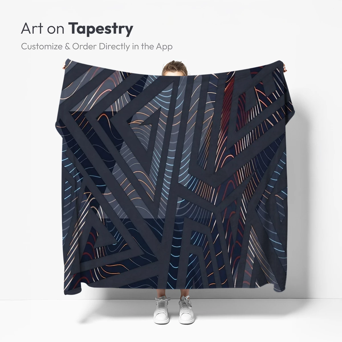 Geometric Symphony: Wavy Lines and Bold Triangles - Image 5