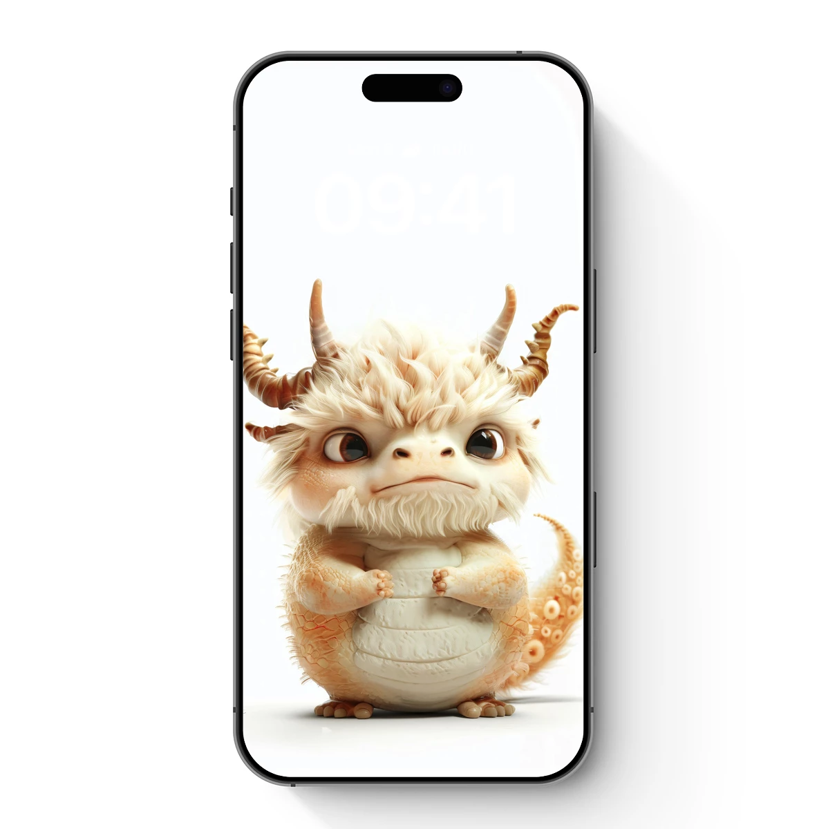 Chubby Dragonling with Fluffy Mane and Horns