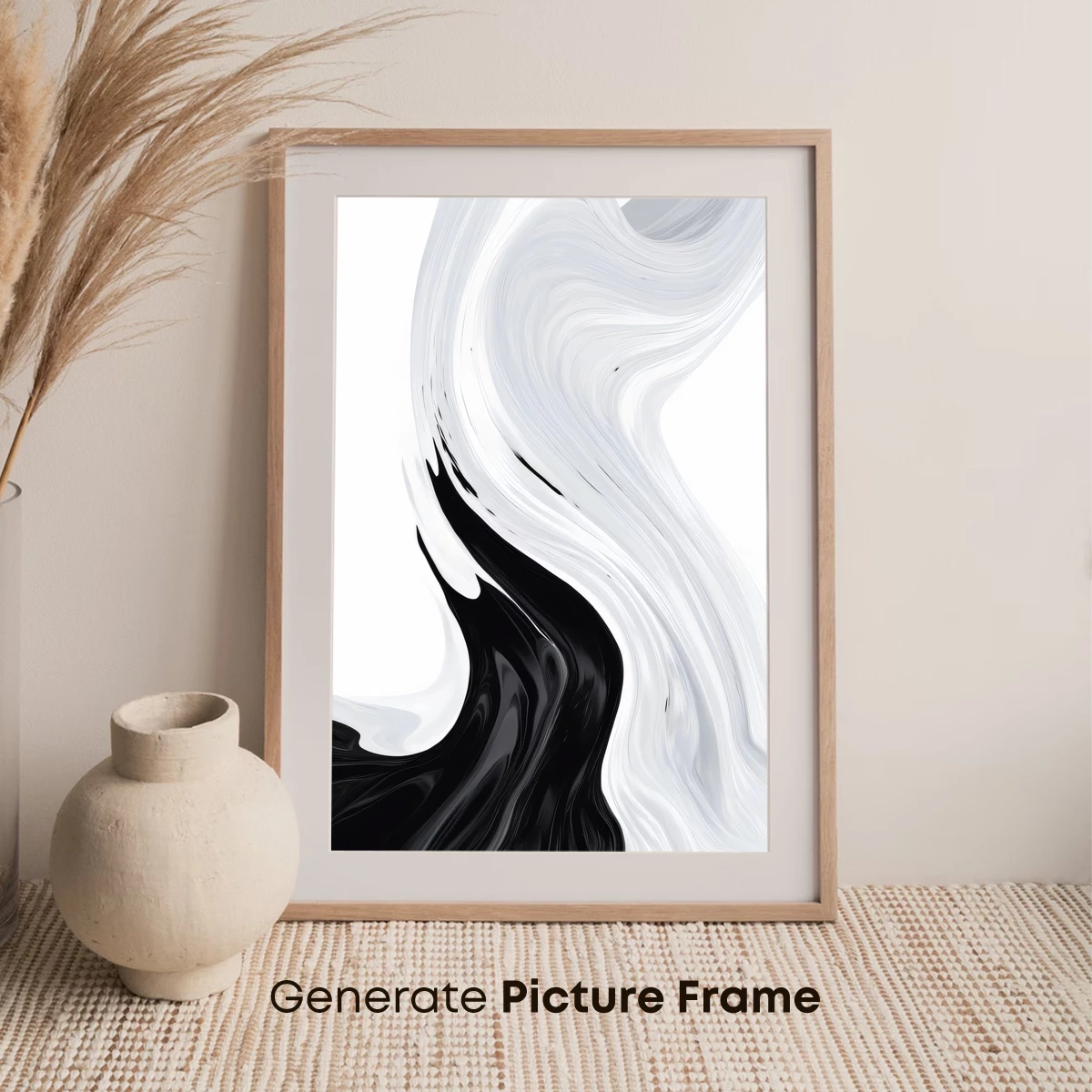 Elegant Yin-Yang Flow: Monochrome Abstract Art - Image 7