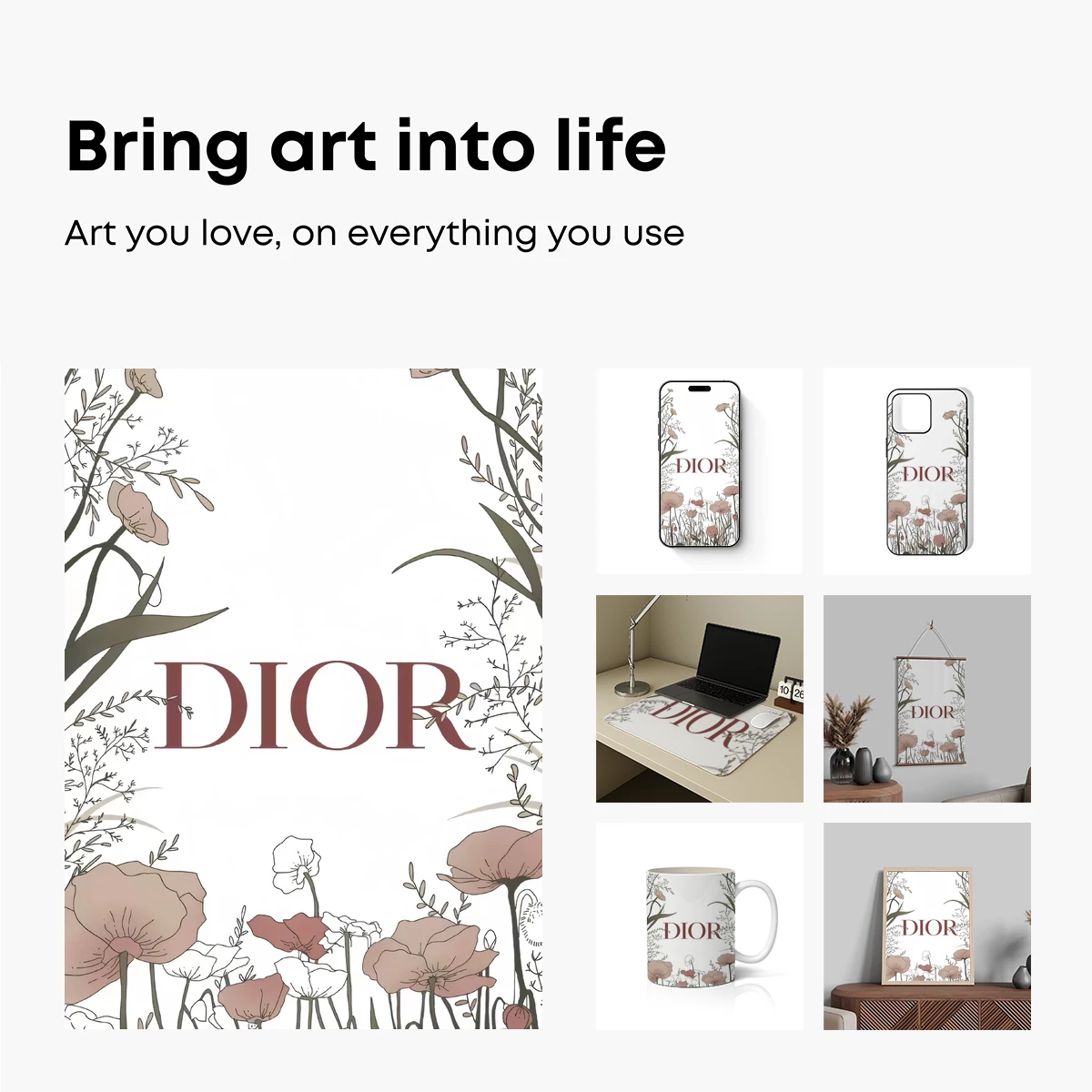 Dior Floral Elegance: Artistic Botanical Illustration - Image 2