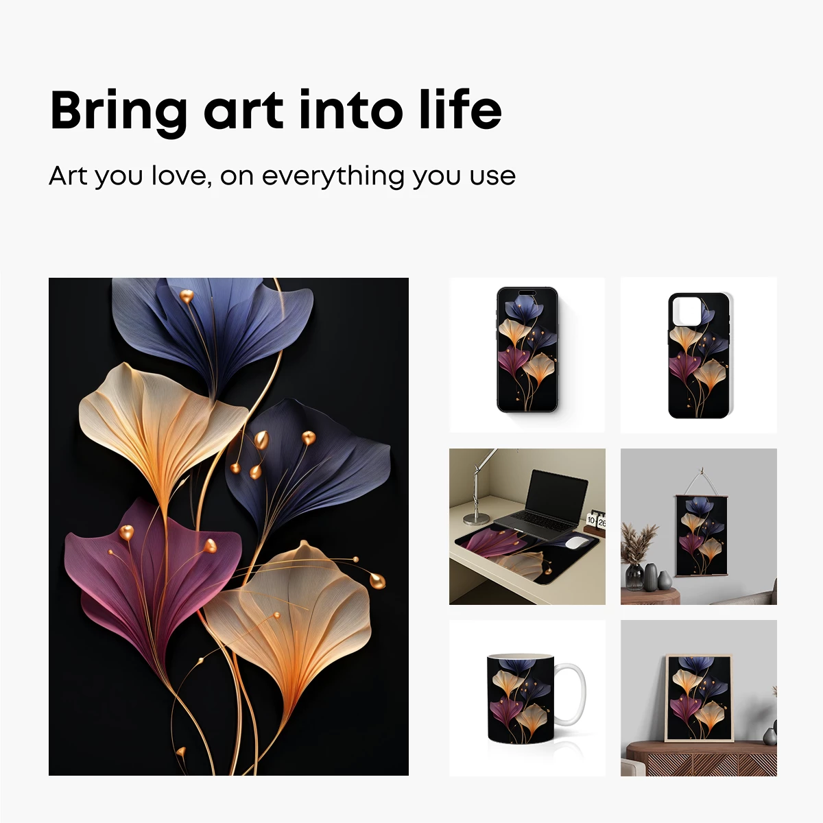 Elegant Ginkgo Symphony in Gold and Jewel Tones - Image 2