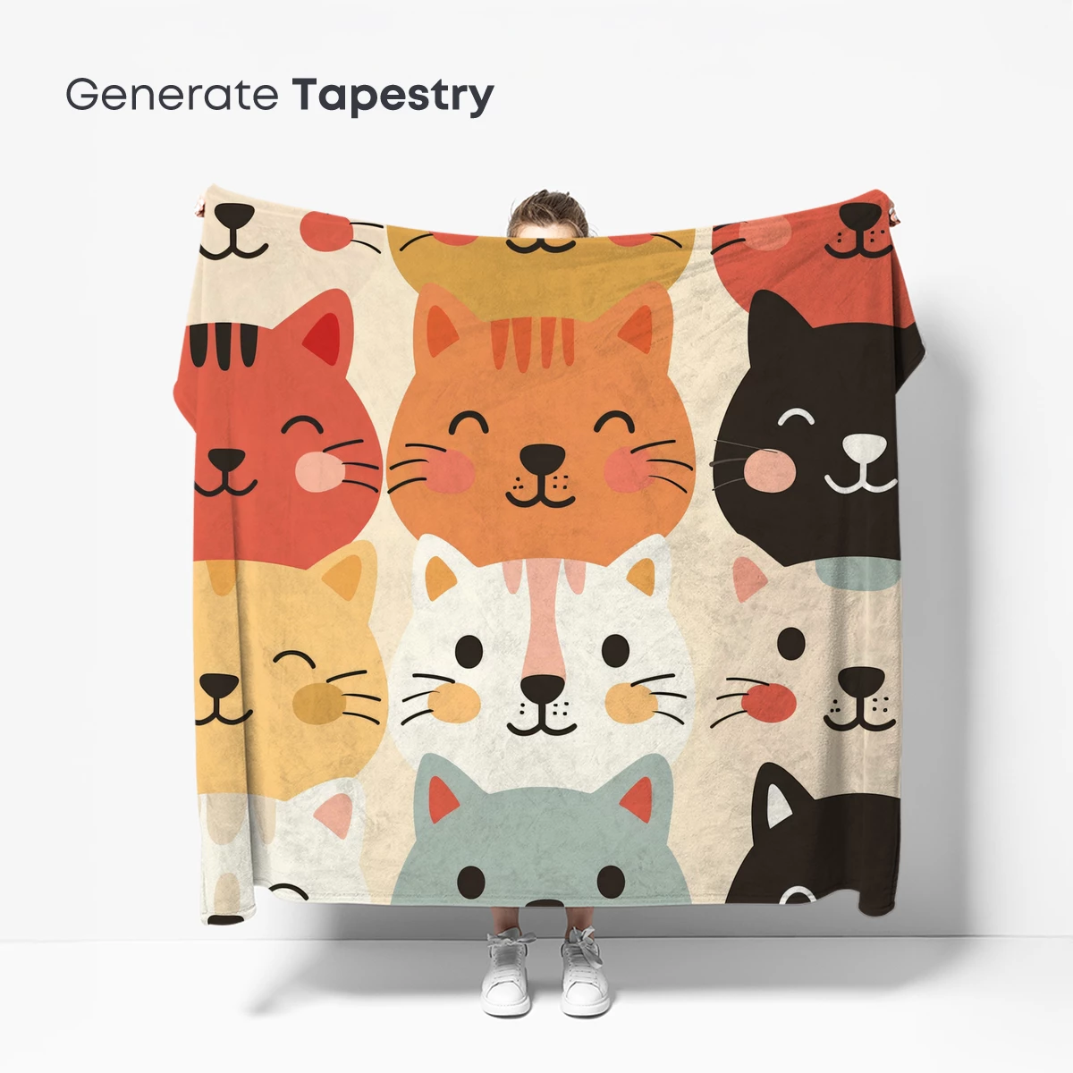 Charming Cat Faces: Whimsical Feline Grid Art - Image 5