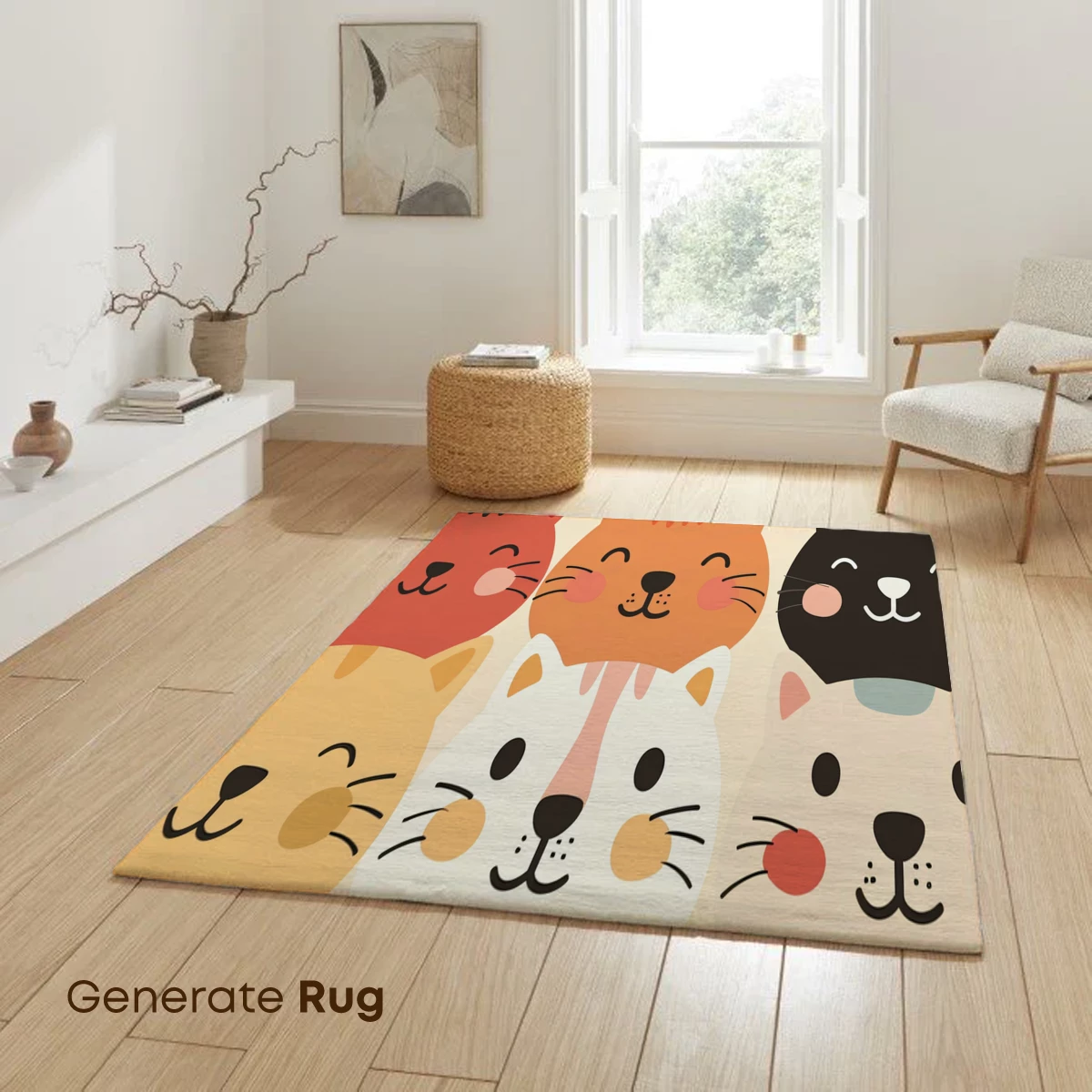 Charming Cat Faces: Whimsical Feline Grid Art - Image 6