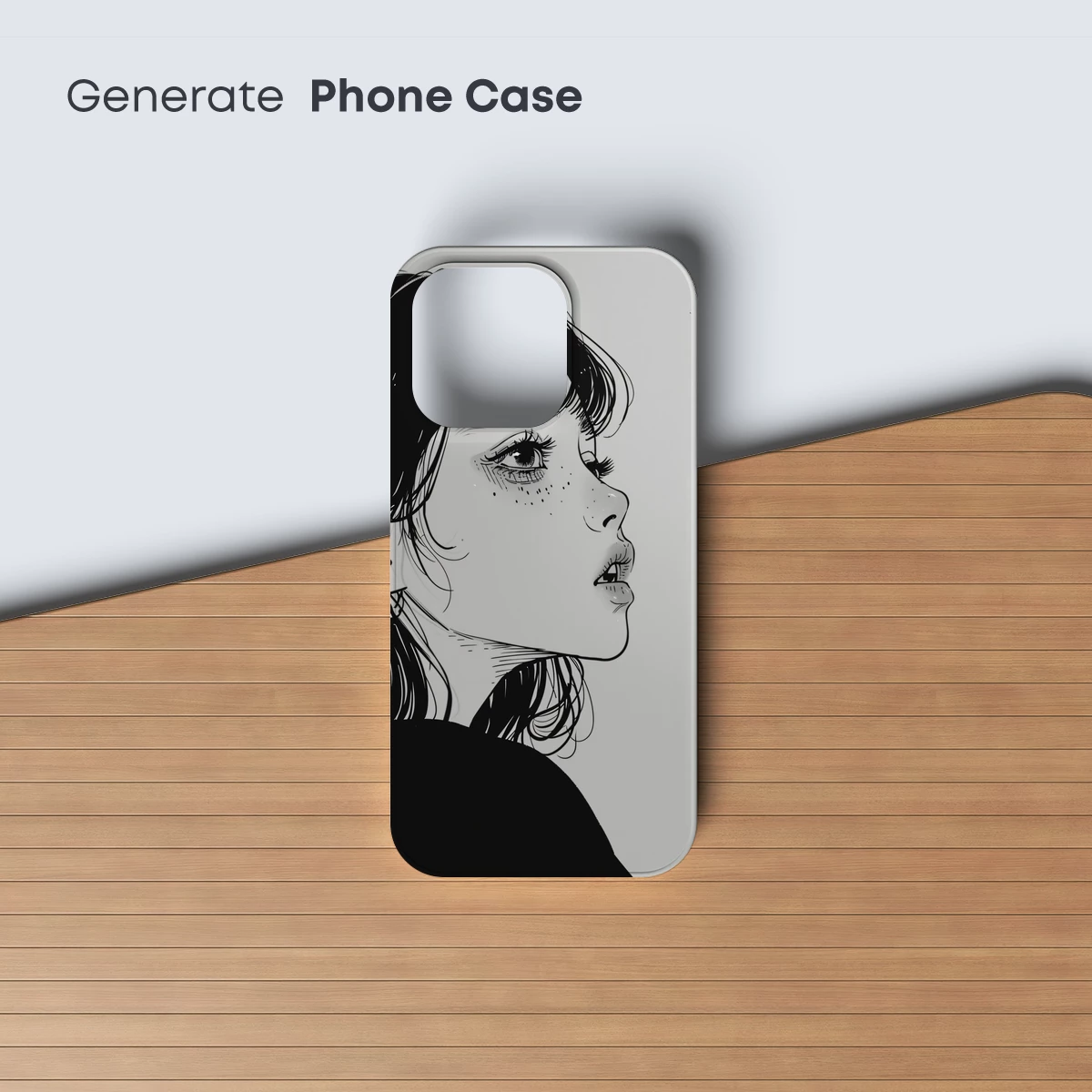 Monochrome Profile Elegance: Whimsical Line Art Portrait - Image 3