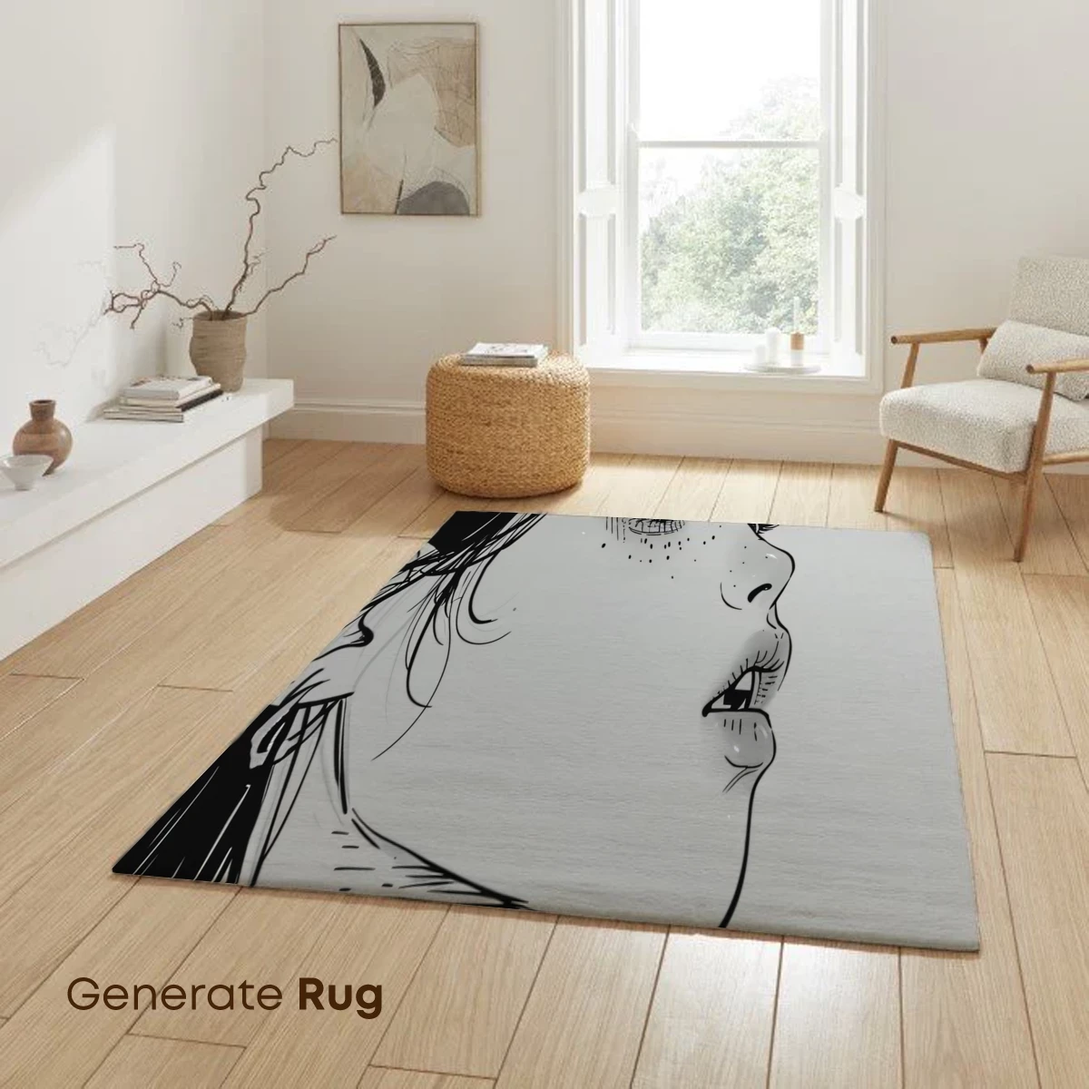 Monochrome Profile Elegance: Whimsical Line Art Portrait - Image 6