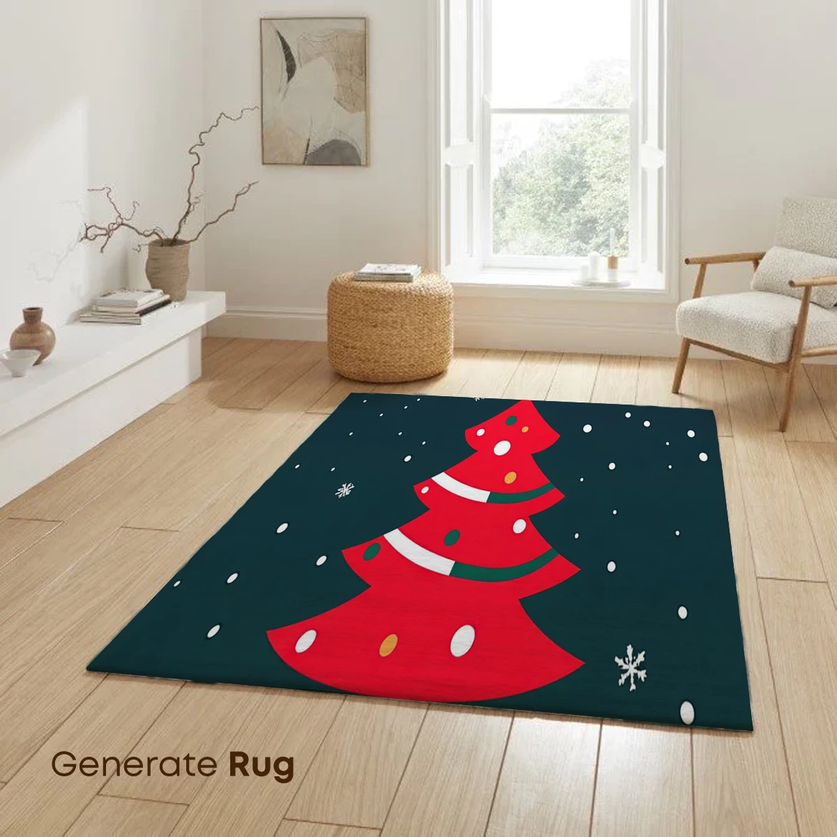 Festive Red Christmas Tree in Snowfall - Image 6