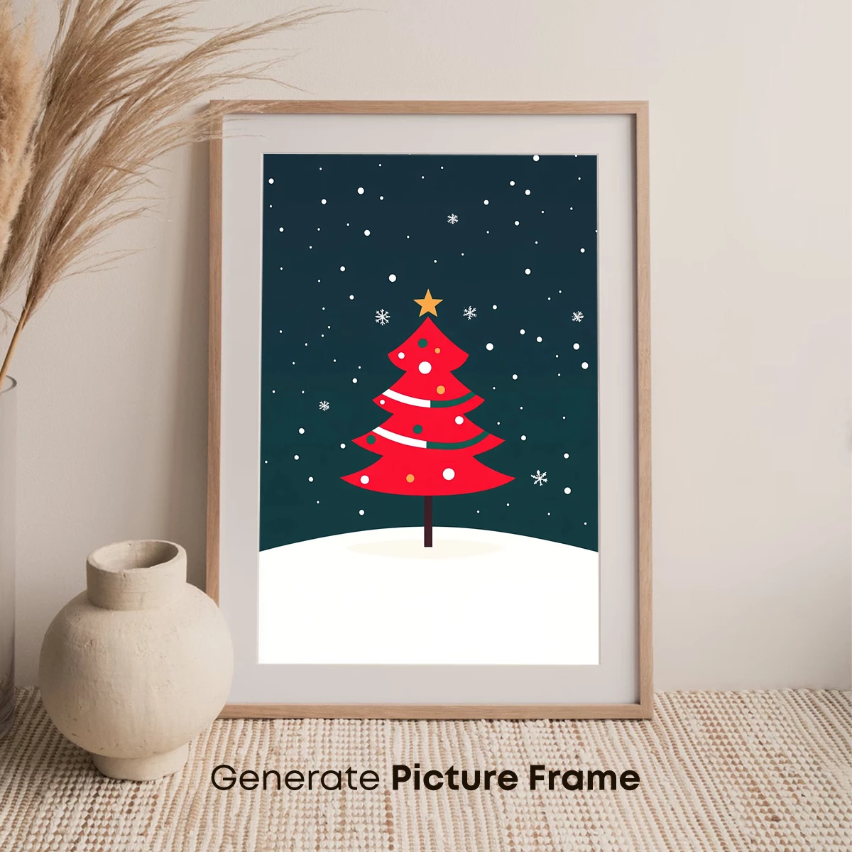 Festive Red Christmas Tree in Snowfall - Image 7