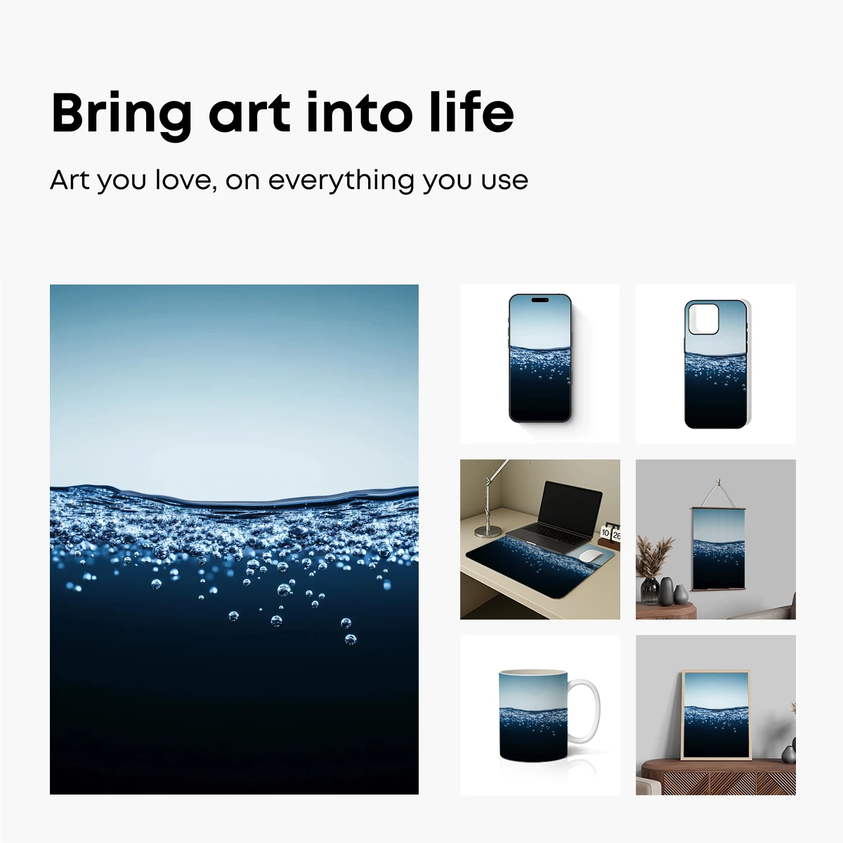 Deep Blue Serenity: Bubbles Rising in Calm Waters - Image 2