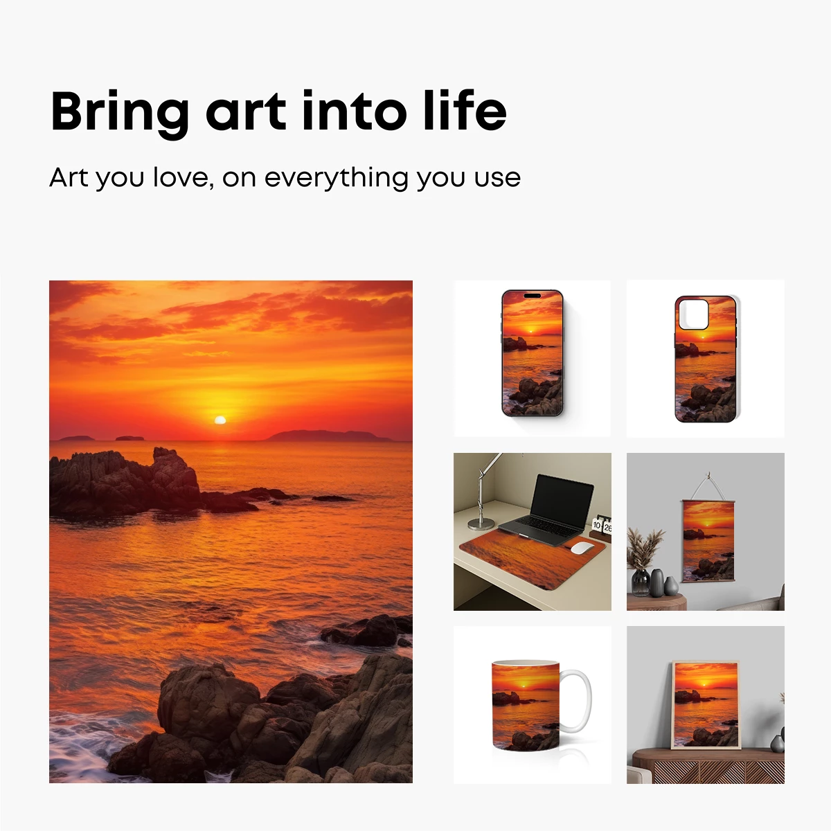 Crimson Sunset Over Rocky Shores - Image 2