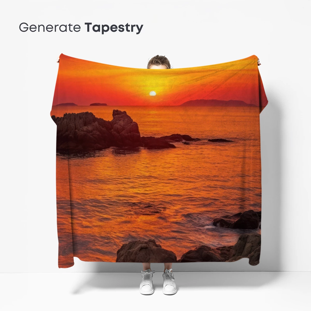 Crimson Sunset Over Rocky Shores - Image 5