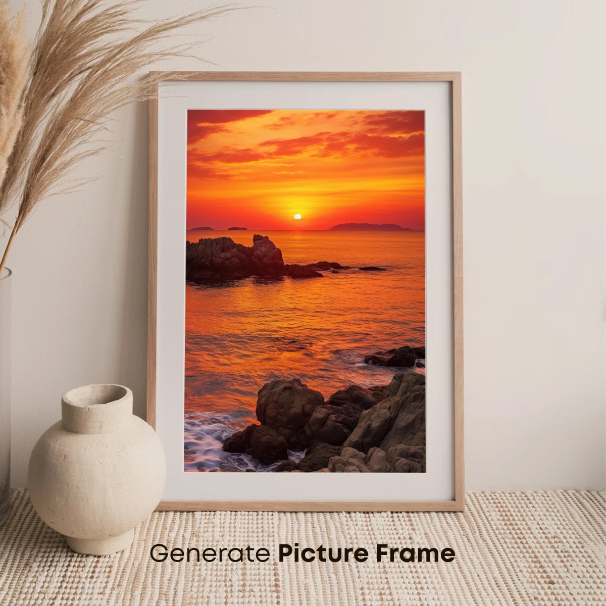 Crimson Sunset Over Rocky Shores - Image 7