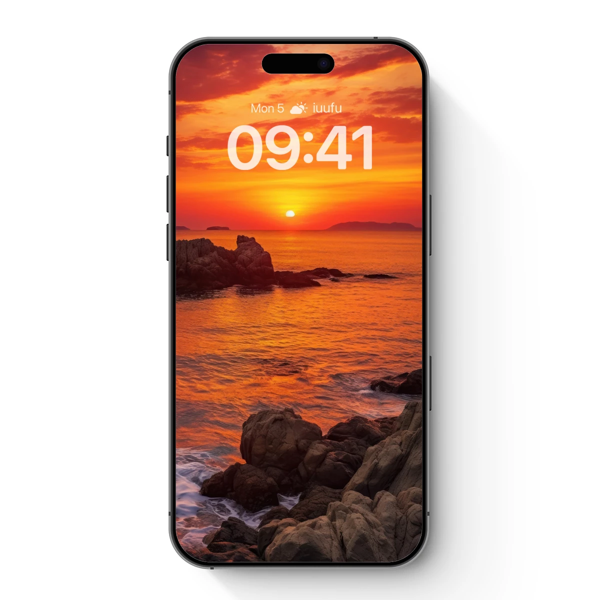 Crimson Sunset Over Rocky Shores