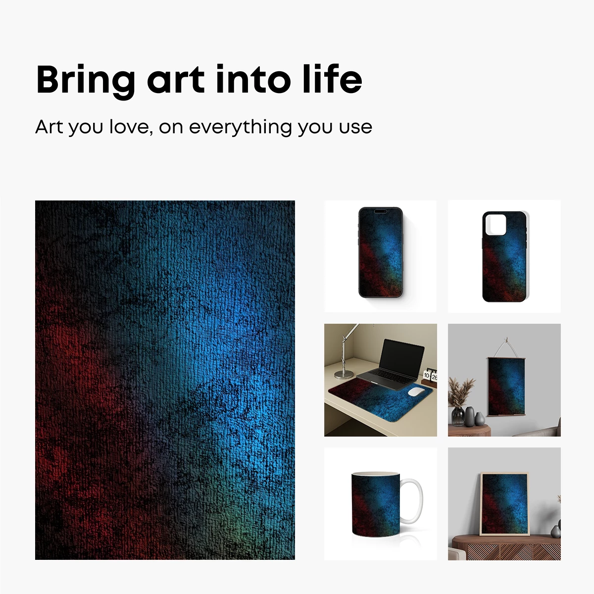 Abyssal Twilight: A Grunge Symphony in Blue and Red - Image 2