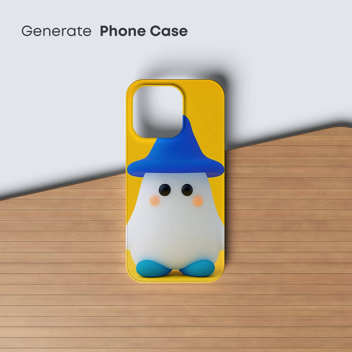 Charming Ghost in a Blue Hat: Whimsical Minimalism - Image 3