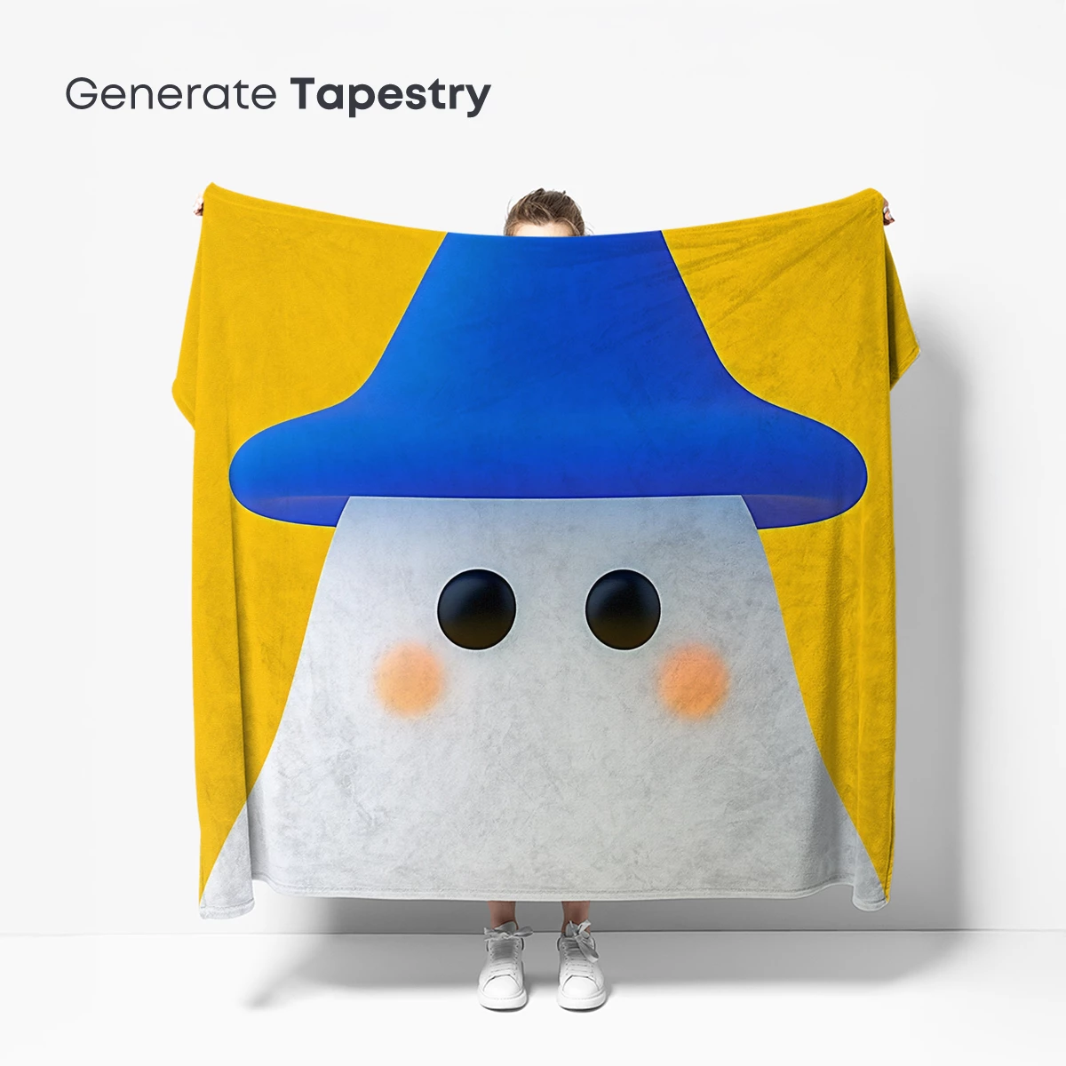 Charming Ghost in a Blue Hat: Whimsical Minimalism - Image 5