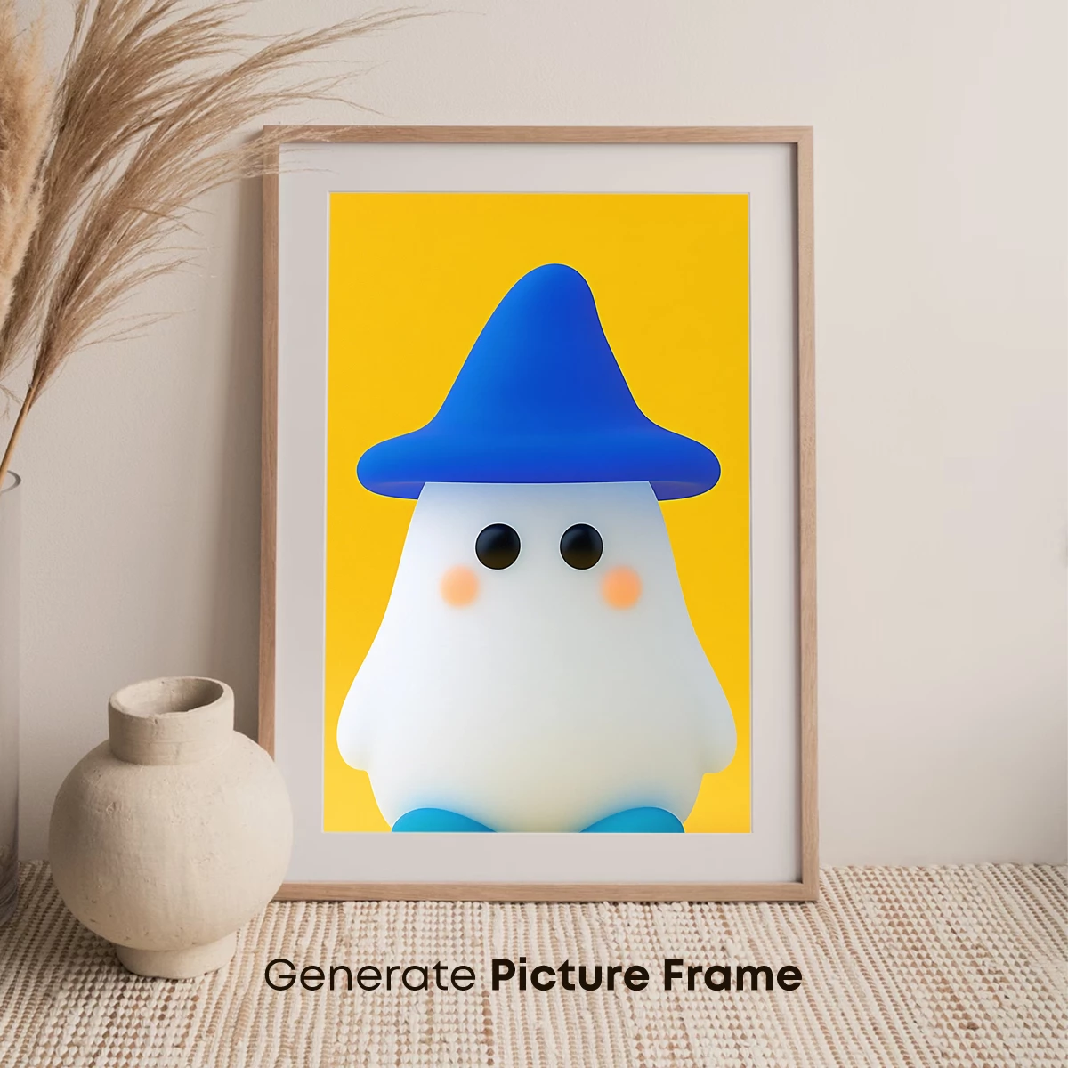 Charming Ghost in a Blue Hat: Whimsical Minimalism - Image 7