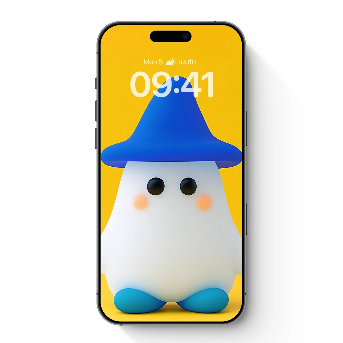 Charming Ghost in a Blue Hat: Whimsical Minimalism