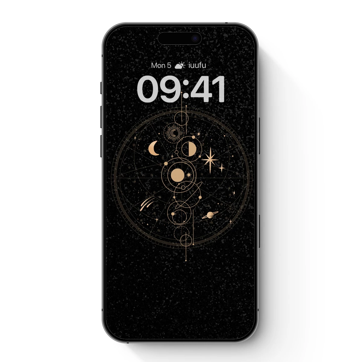 Celestial Mandala: Golden Moon Phases in Cosmic Harmony