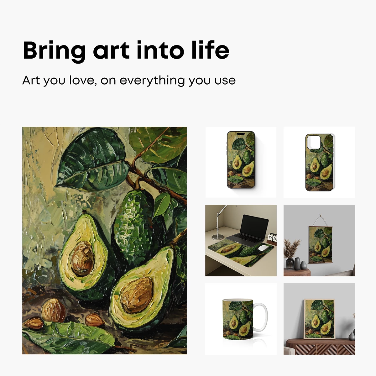 Avocado Symphony: Textured Oil Painting - Image 2