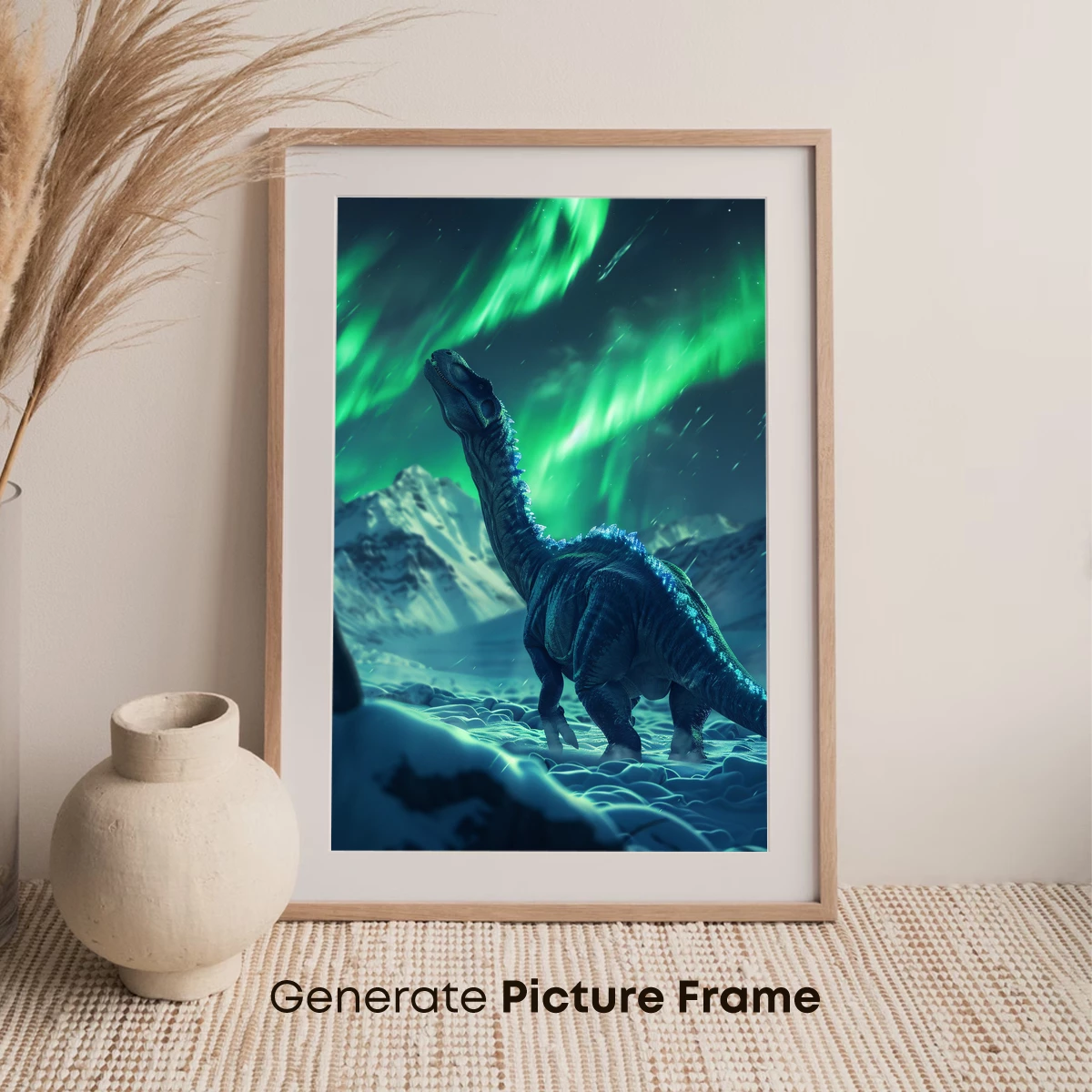 Dinosaur Under Aurora: Frozen Prehistoric Dream - Image 7
