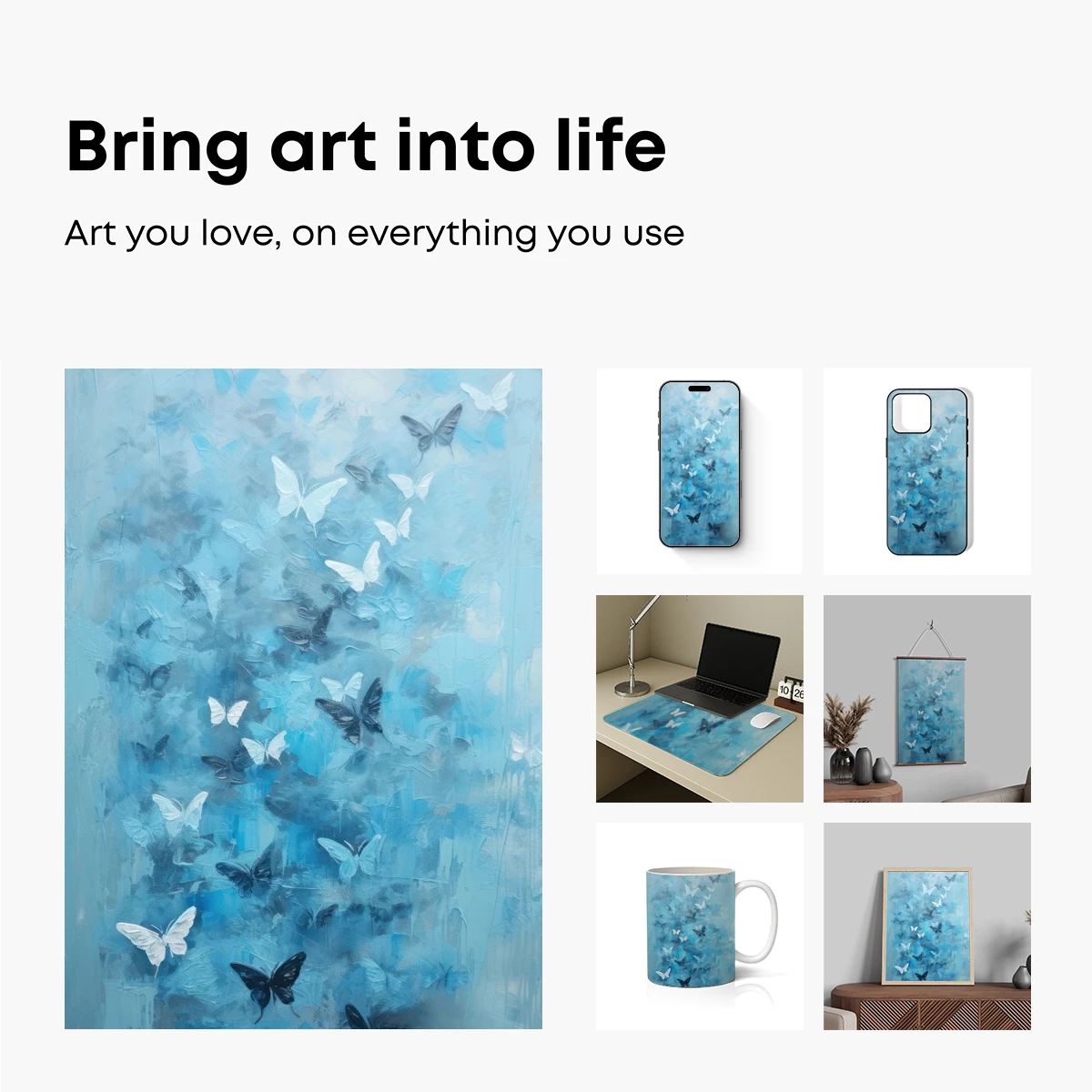 Ethereal Butterfly Swarm in Azure Hues - Image 2