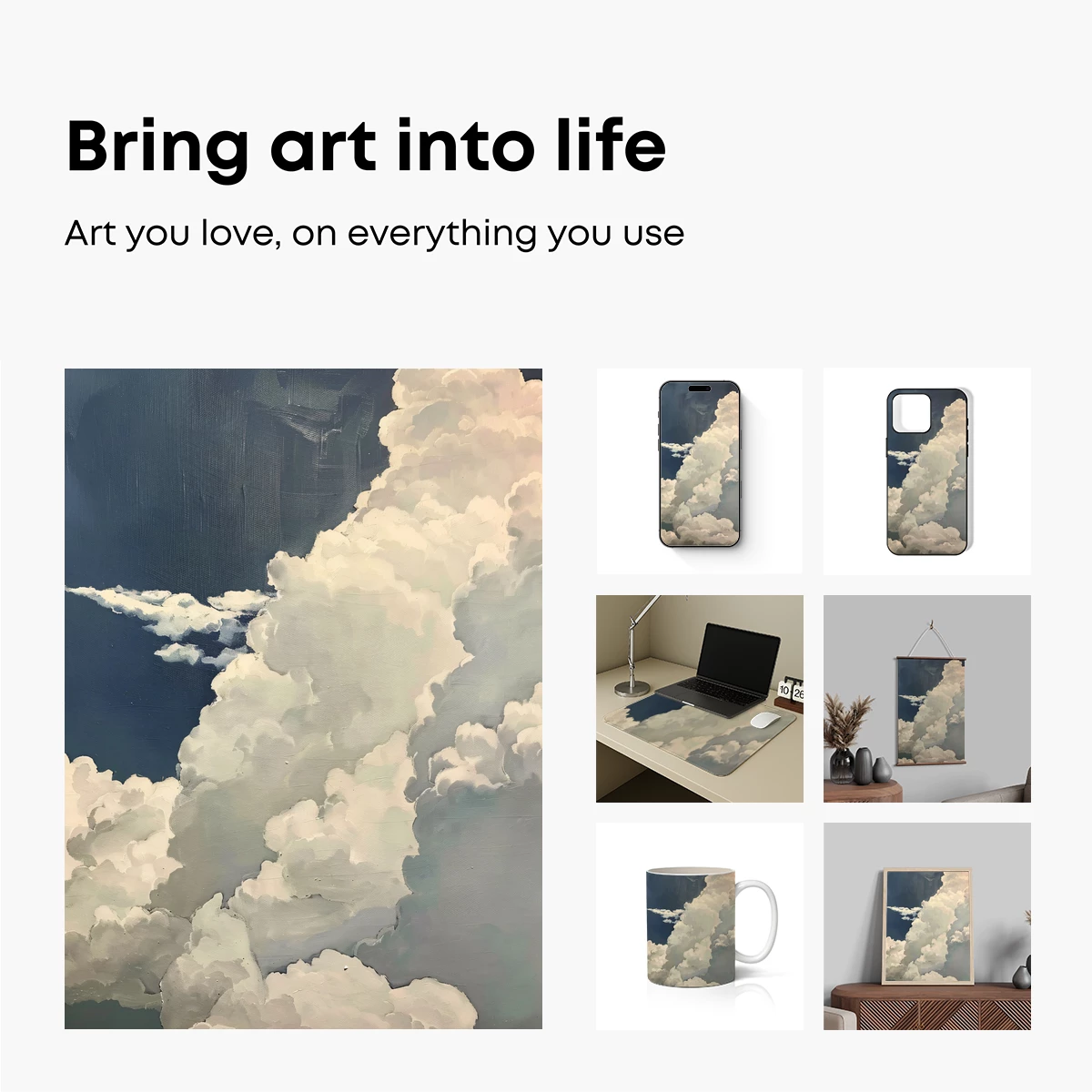 Cumulus Dreamscape: Ethereal Clouds in Oil - Image 2