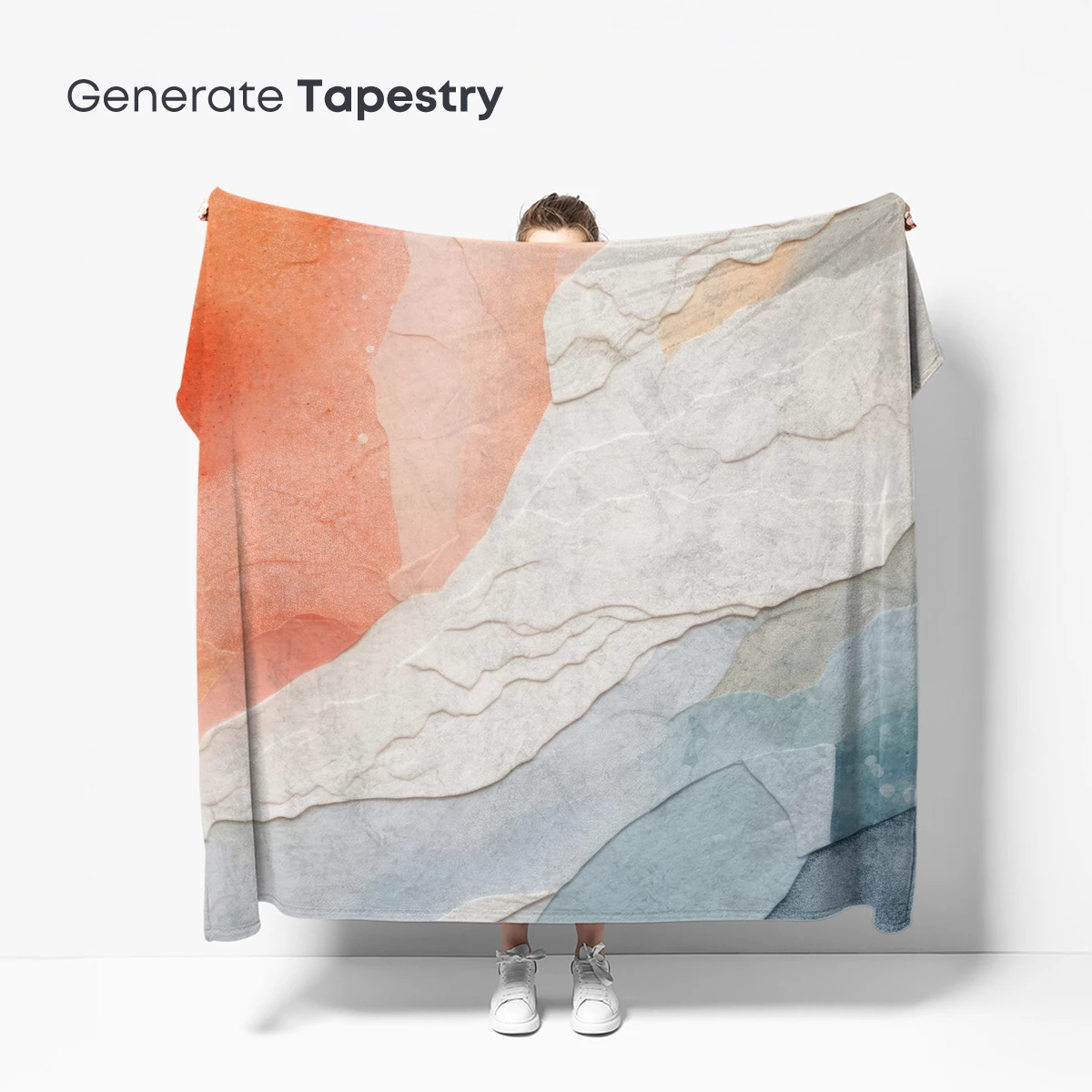 Abstract Watercolor Fusion: Peach and Teal Harmony - Image 5