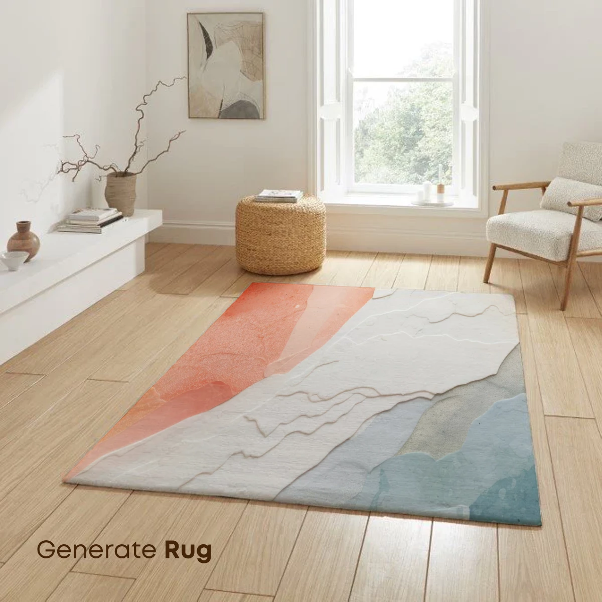 Abstract Watercolor Fusion: Peach and Teal Harmony - Image 6