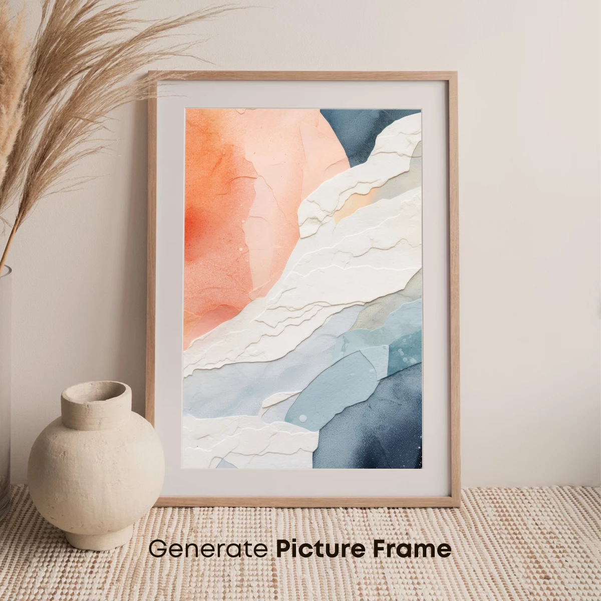 Abstract Watercolor Fusion: Peach and Teal Harmony - Image 7