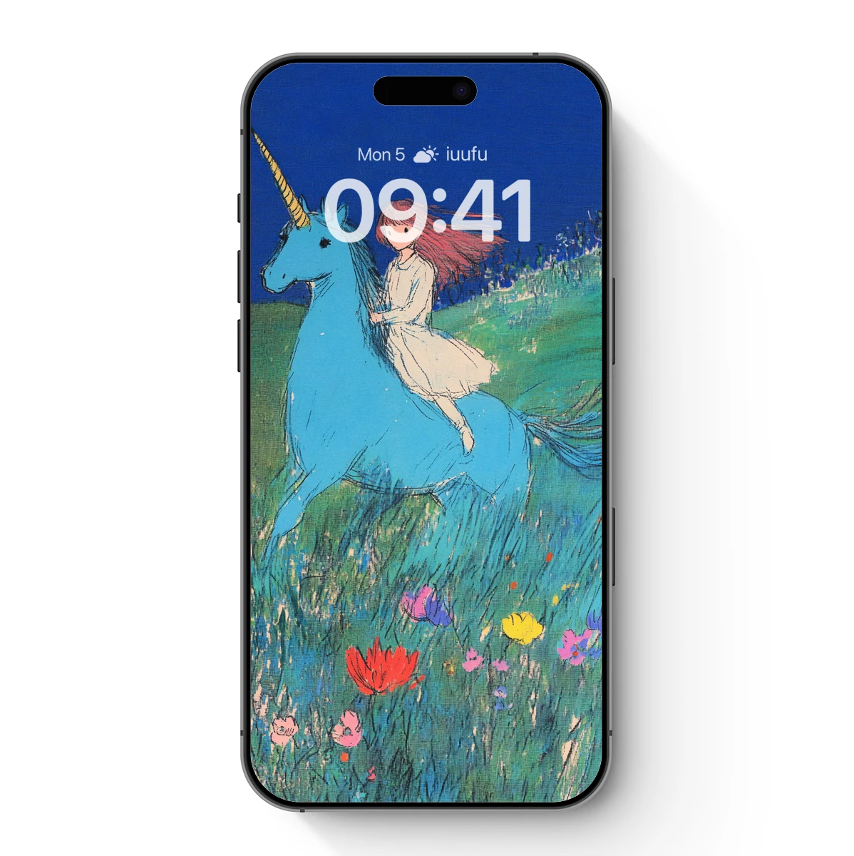 Enchanted Ride: Girl and Unicorn in a Floral Dreamland