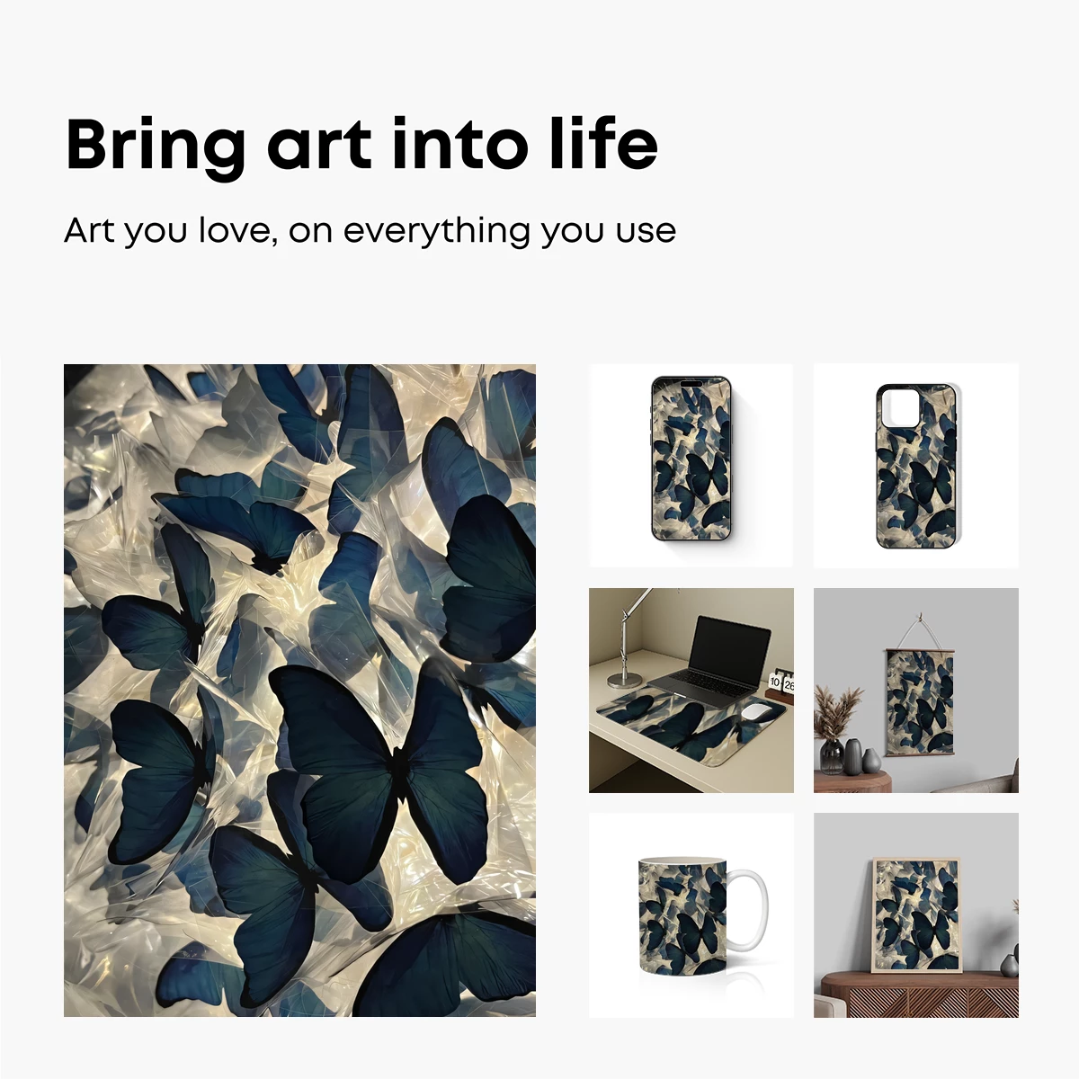 Ethereal Blue Butterflies in Crystal Veil - Image 2