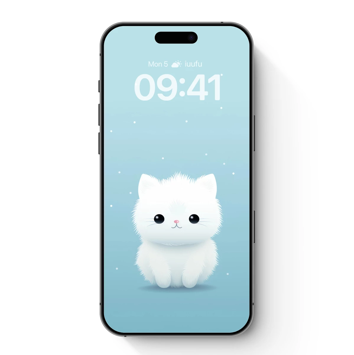 Fluffy White Kitten in Dreamy Blue Whispers