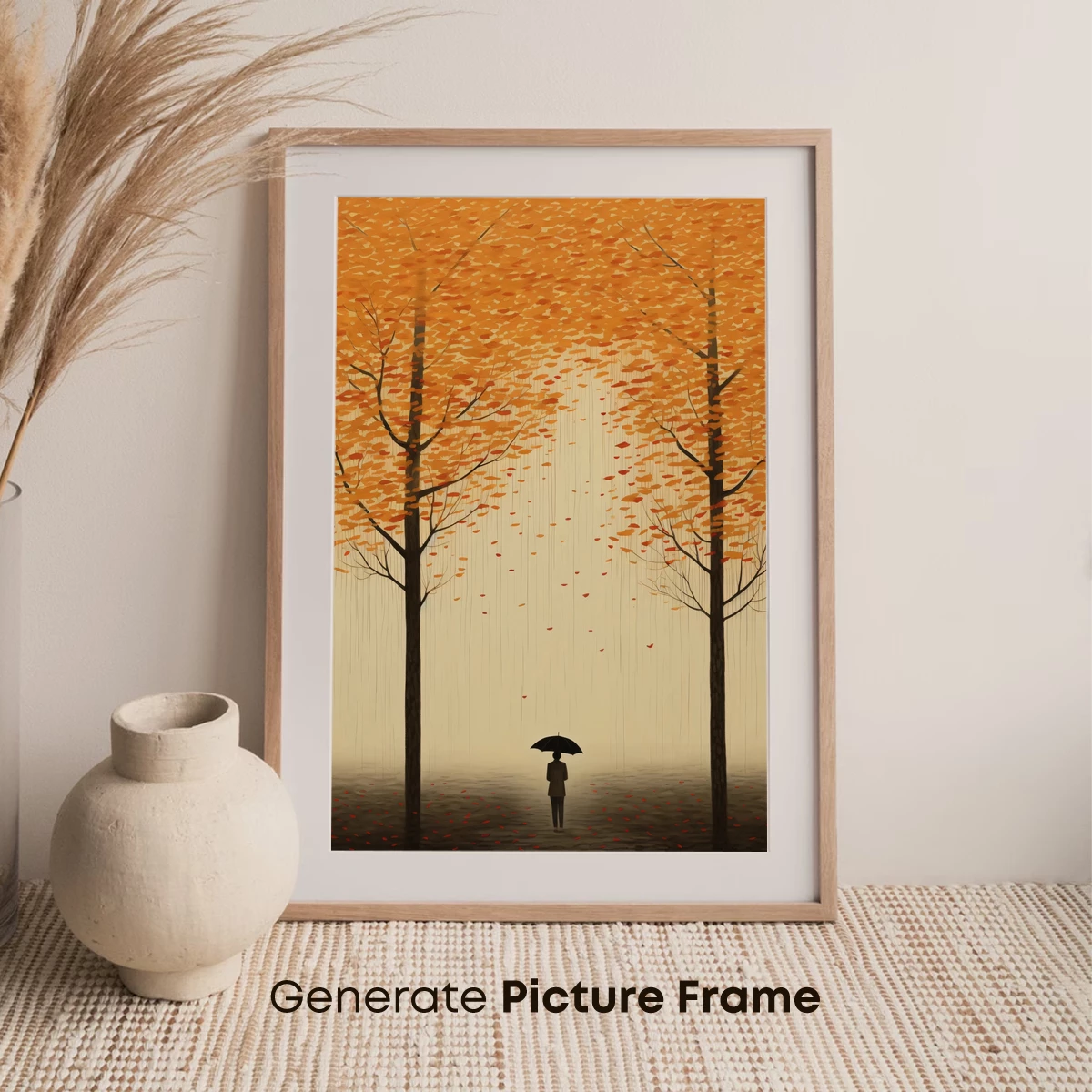 Autumn Rain Symphony: Solitude Under Falling Leaves - Image 7