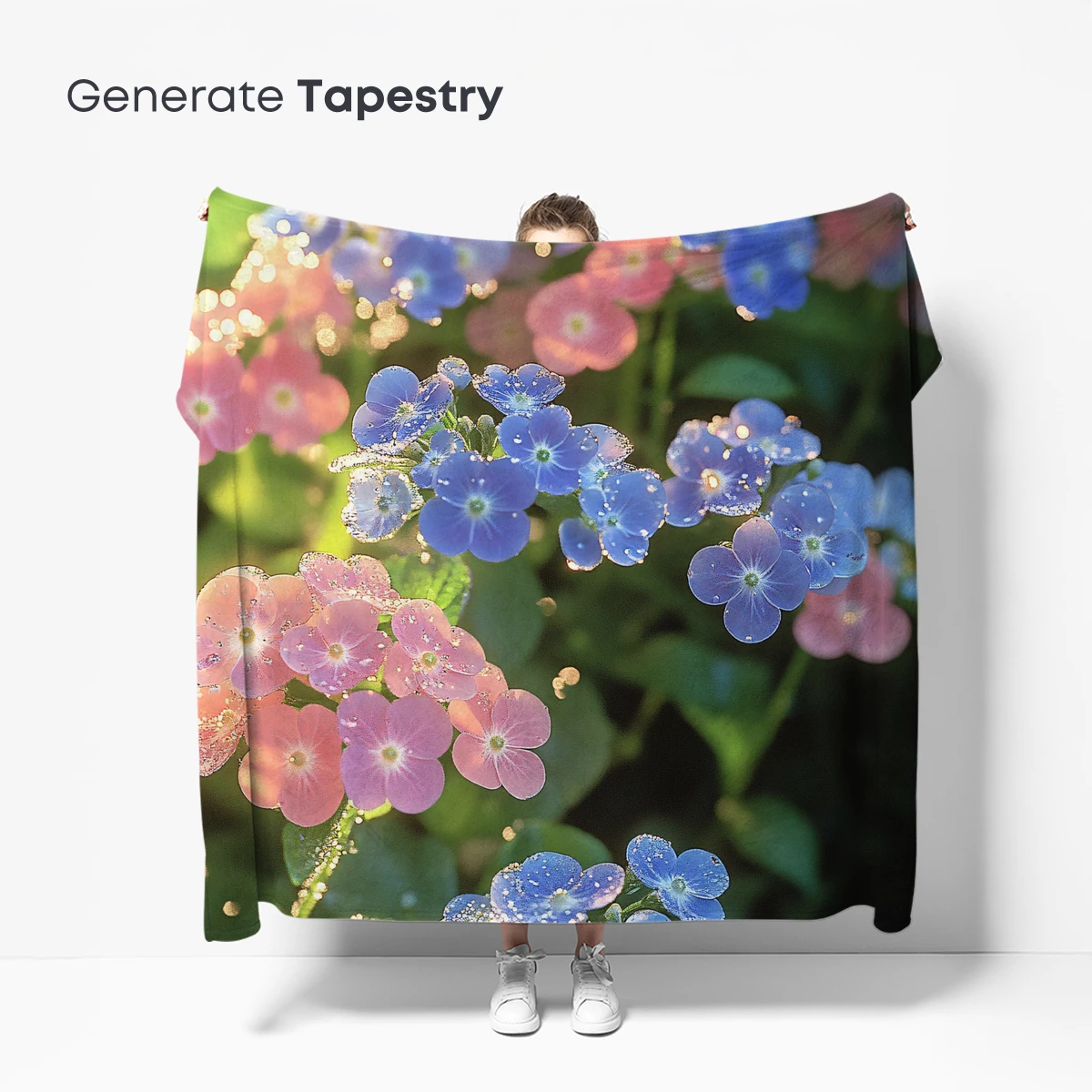 Dew-Kissed Petals: Blue and Pink Floral Harmony - Image 5