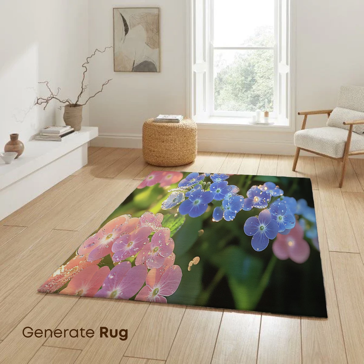Dew-Kissed Petals: Blue and Pink Floral Harmony - Image 6