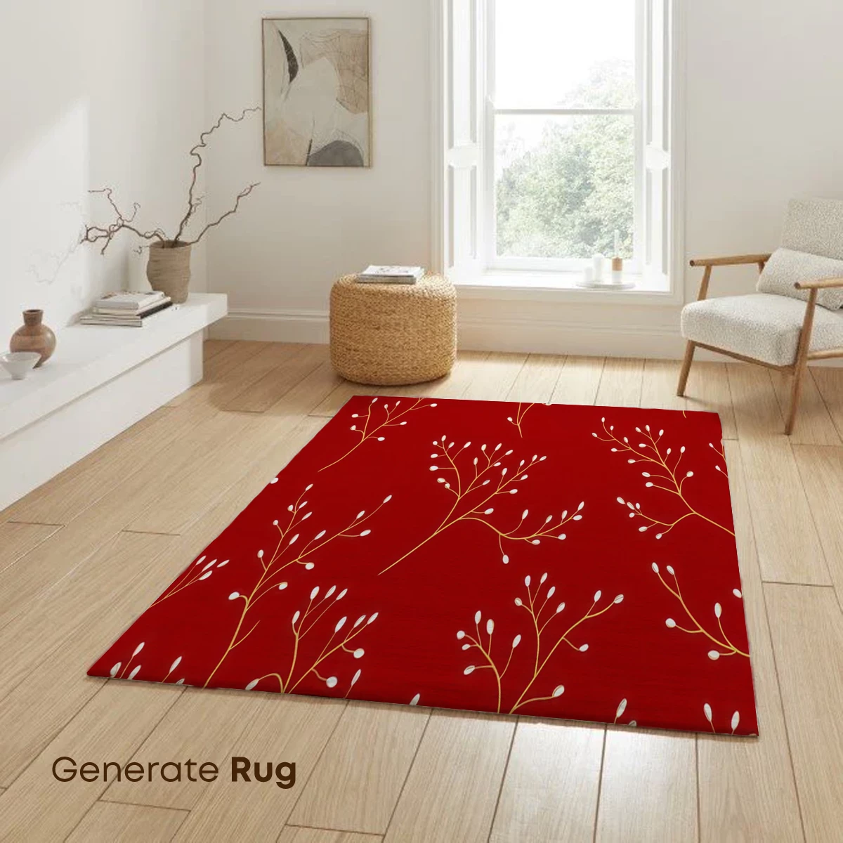Golden Branches on Crimson: Elegance in Bloom - Image 6